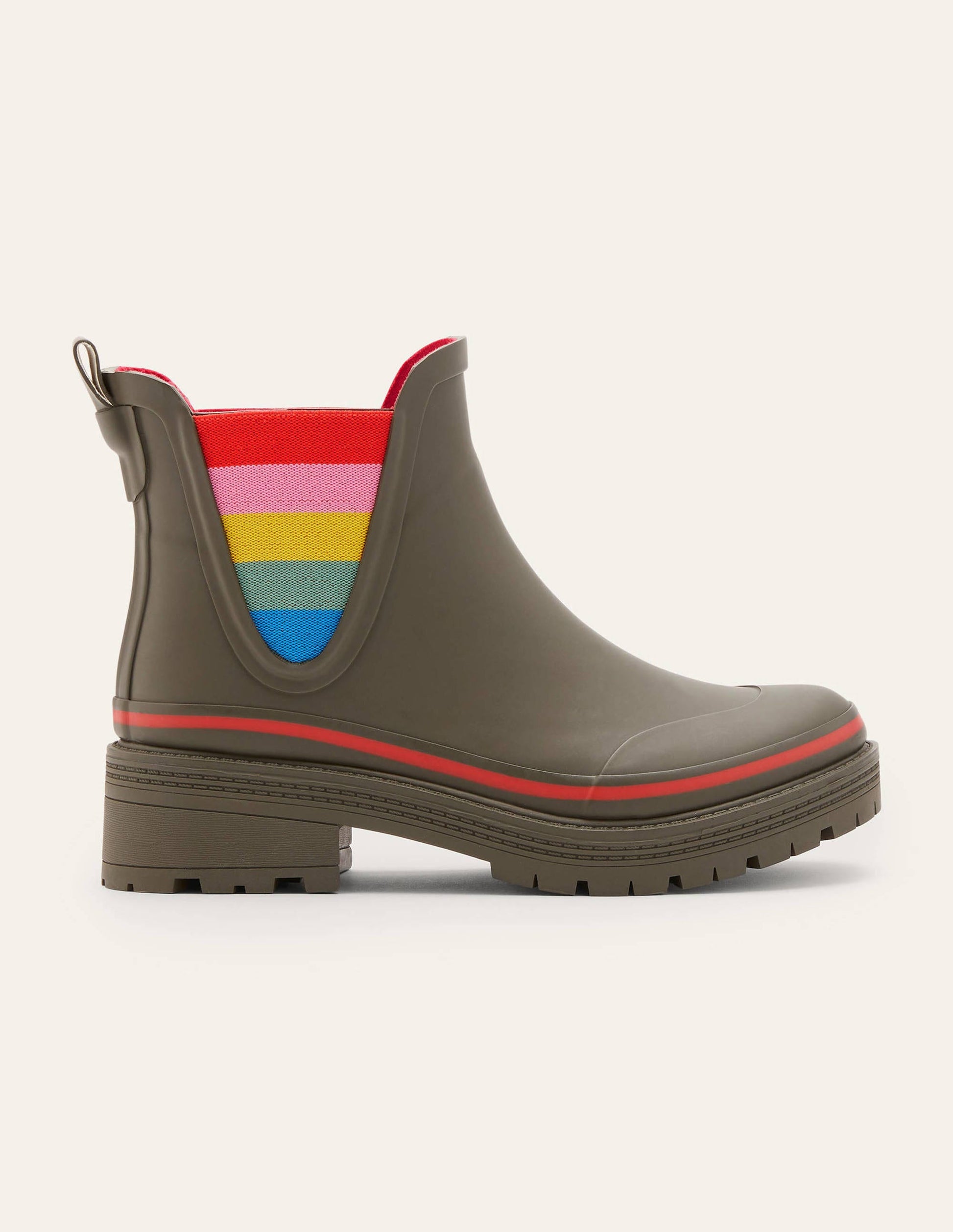 Bamburgh Wellington Boots-Classic Khaki/Cherry Red-2