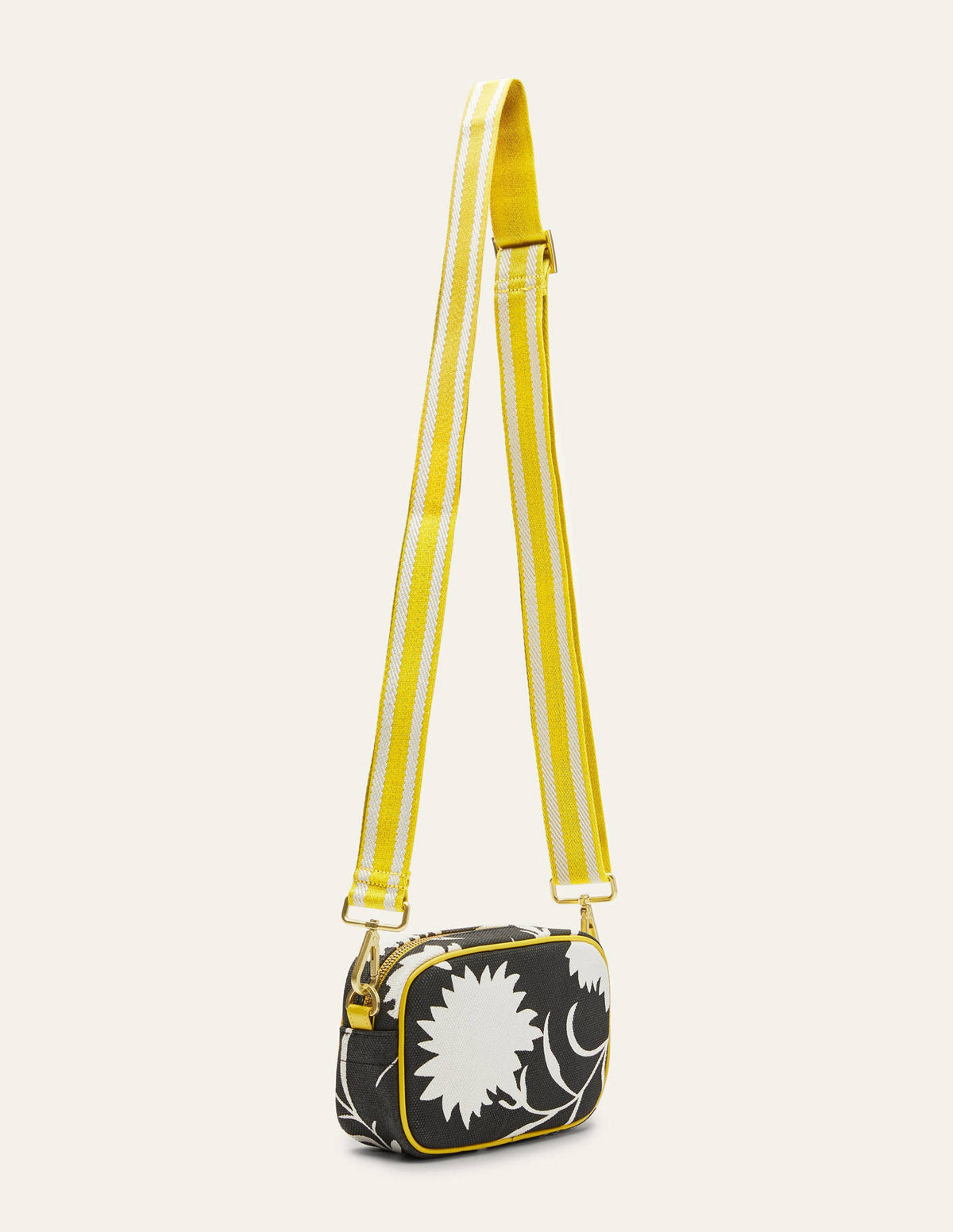 Canvas Crossbody Bag-Black, Leafy Bud - Image 3
