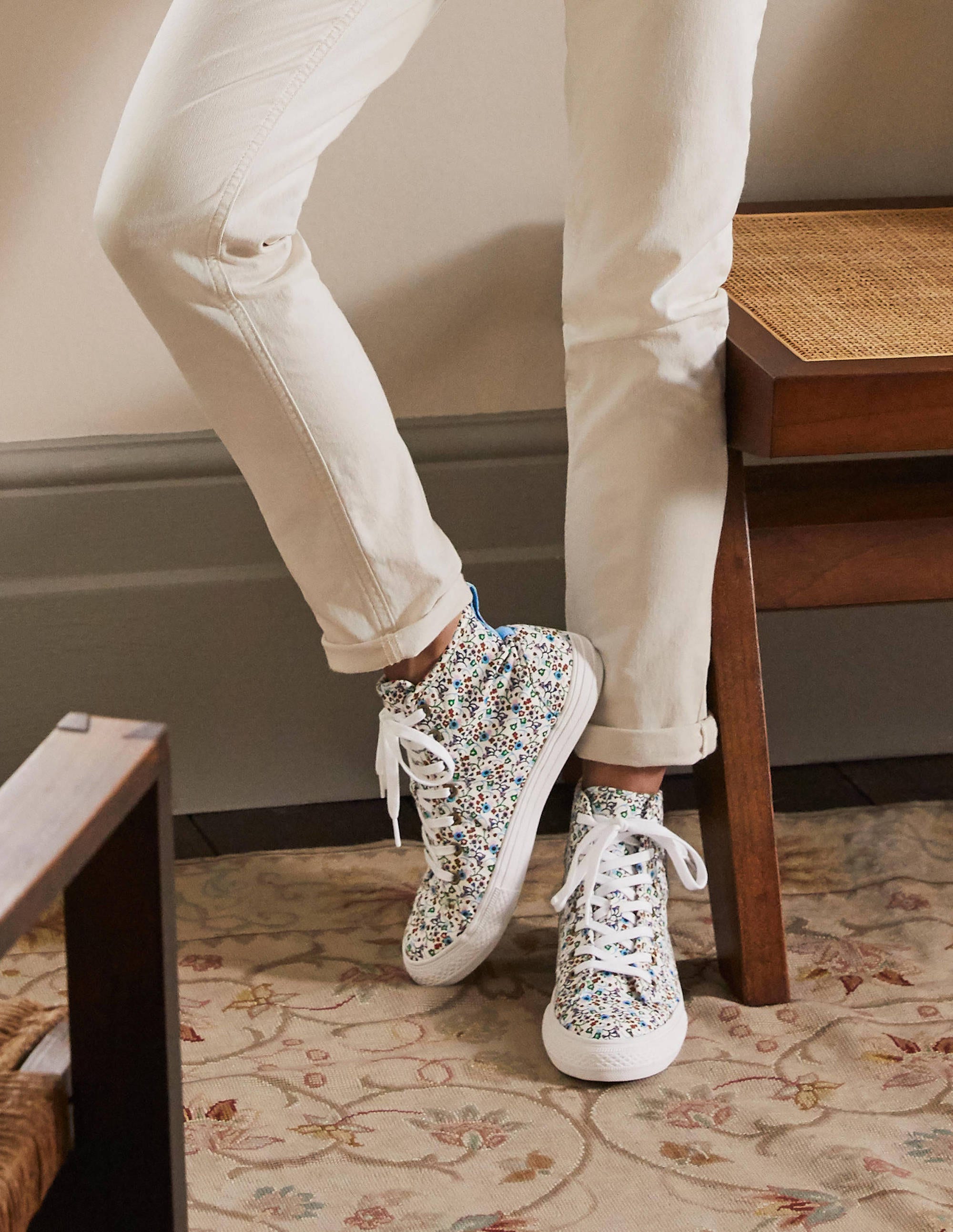 Philippa Sneakers-Ivory, Floral Print - Image 4