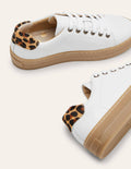 Leather Flatform Sneakers-White Gum Sole