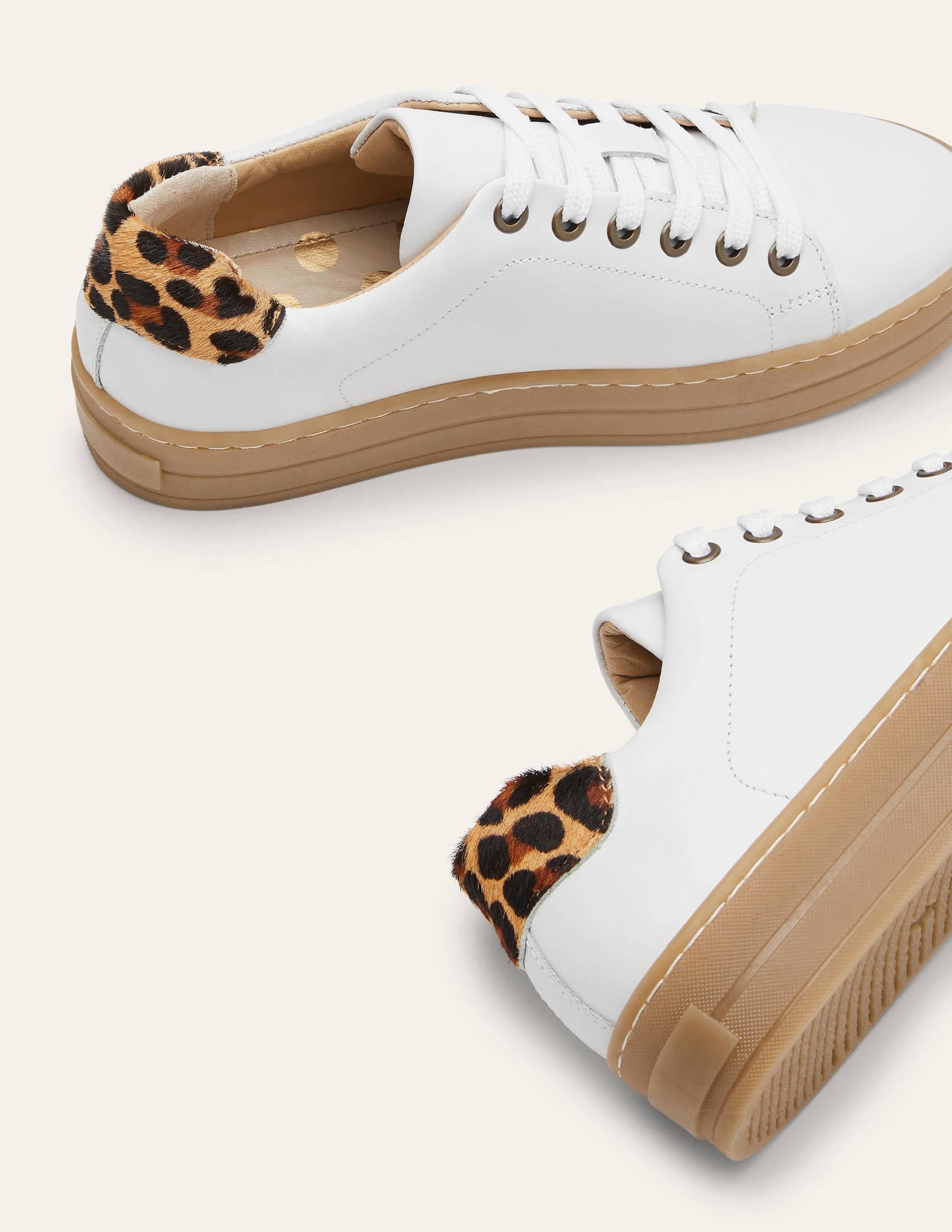 Leather Flatform Sneakers-White Gum Sole - Image 1
