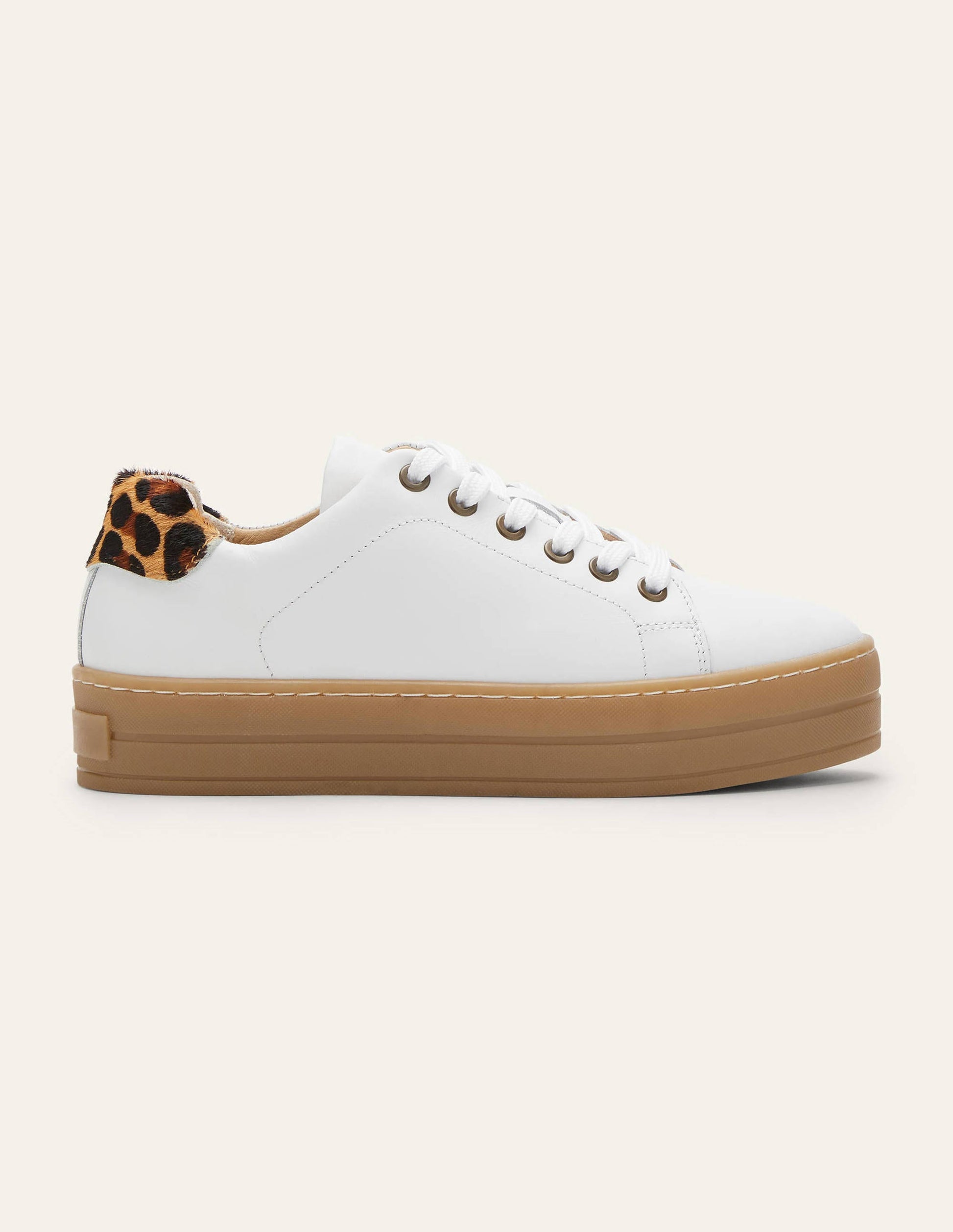 Leather Flatform Sneakers-White Gum Sole-2