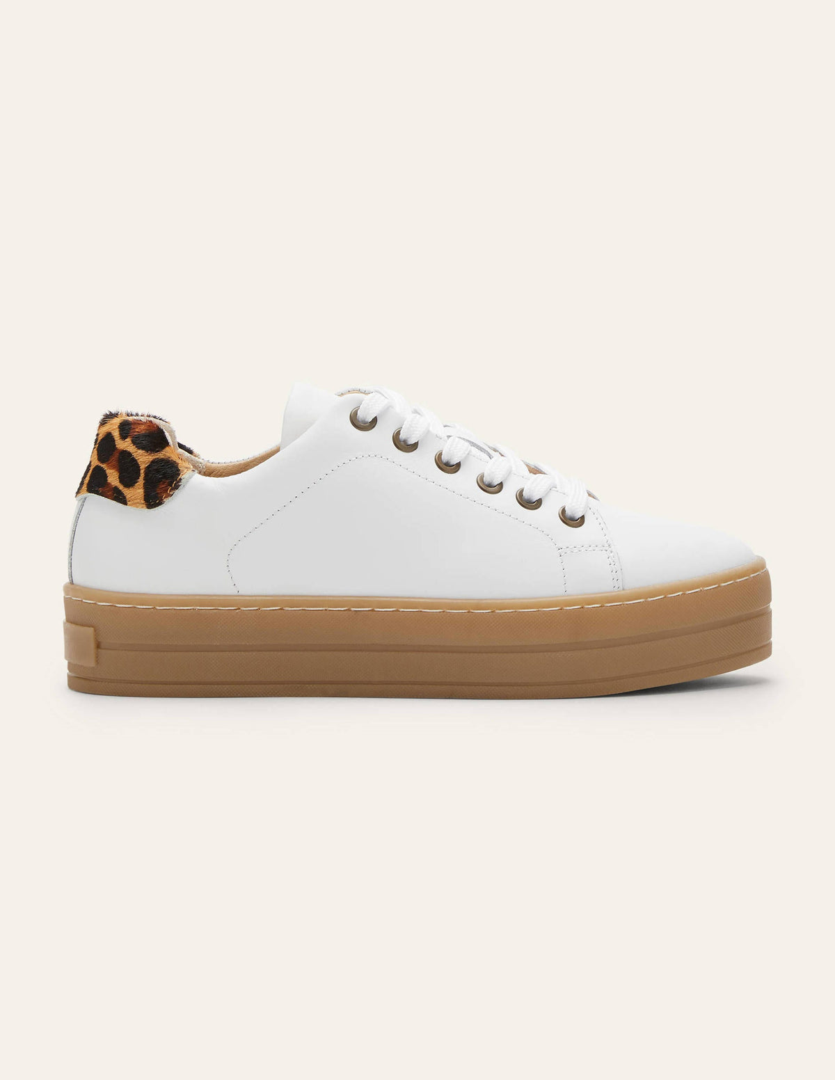 Leather Flatform Sneakers-White Gum Sole - Image 2