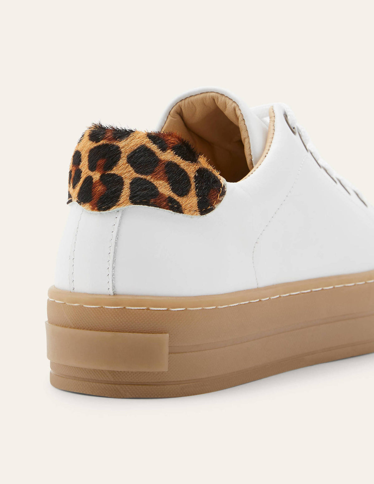 Leather Flatform Sneakers-White Gum Sole - Image 3
