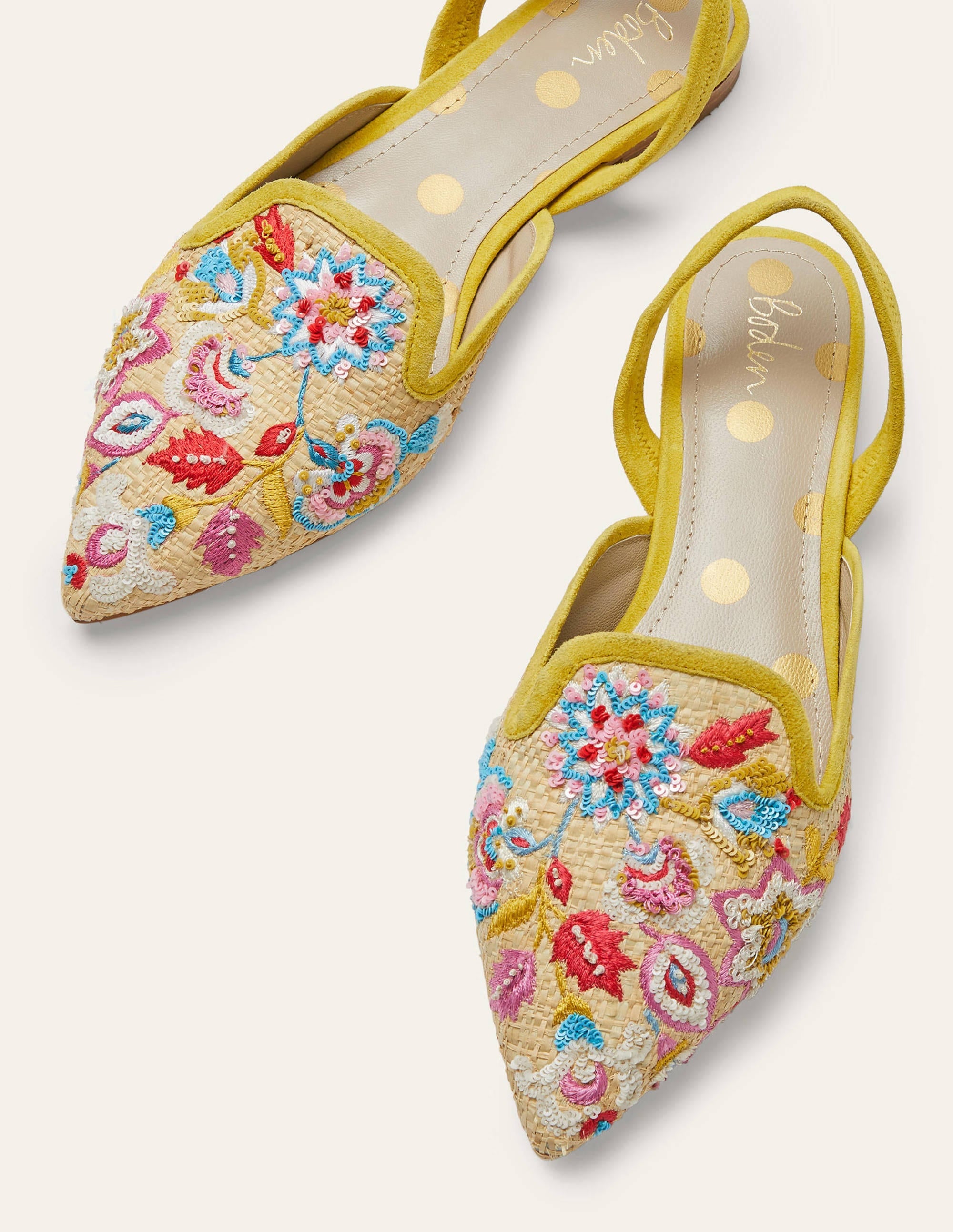 Raffia Embroidered Flats-Natural - Image 1