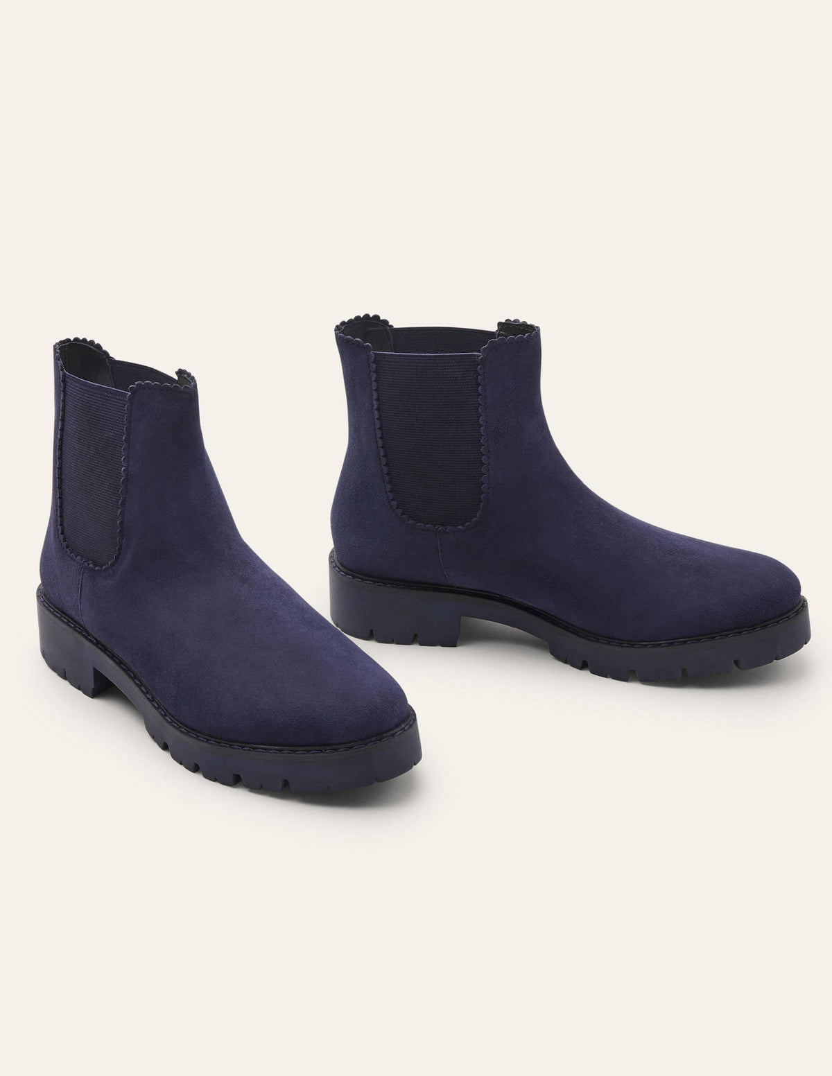 Scallop Detail Chelsea Boots-Navy - Image 1
