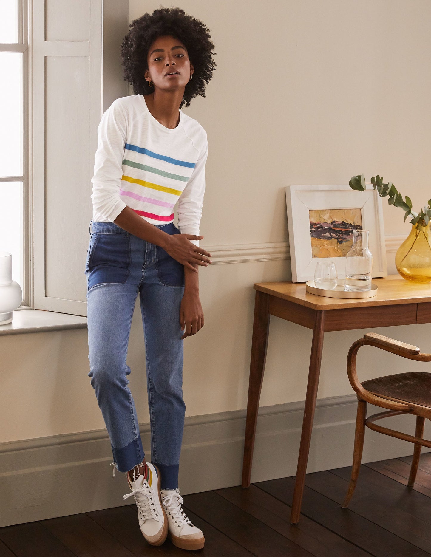 Amber High Top Sneakers-White Multi