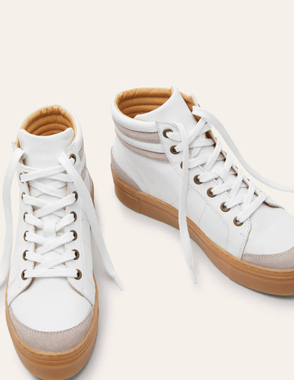 Amber High Top Sneakers-White Leather-1