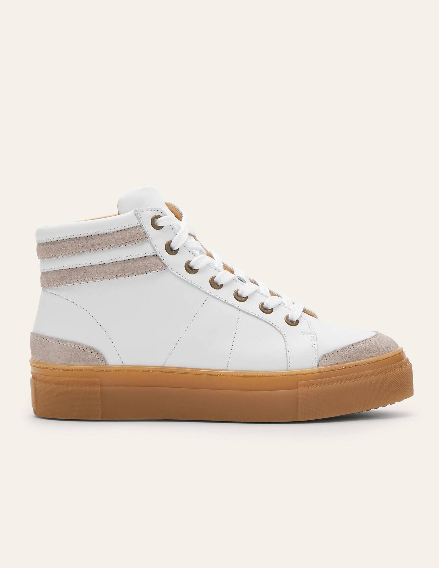 Amber High Top Sneakers-White Leather