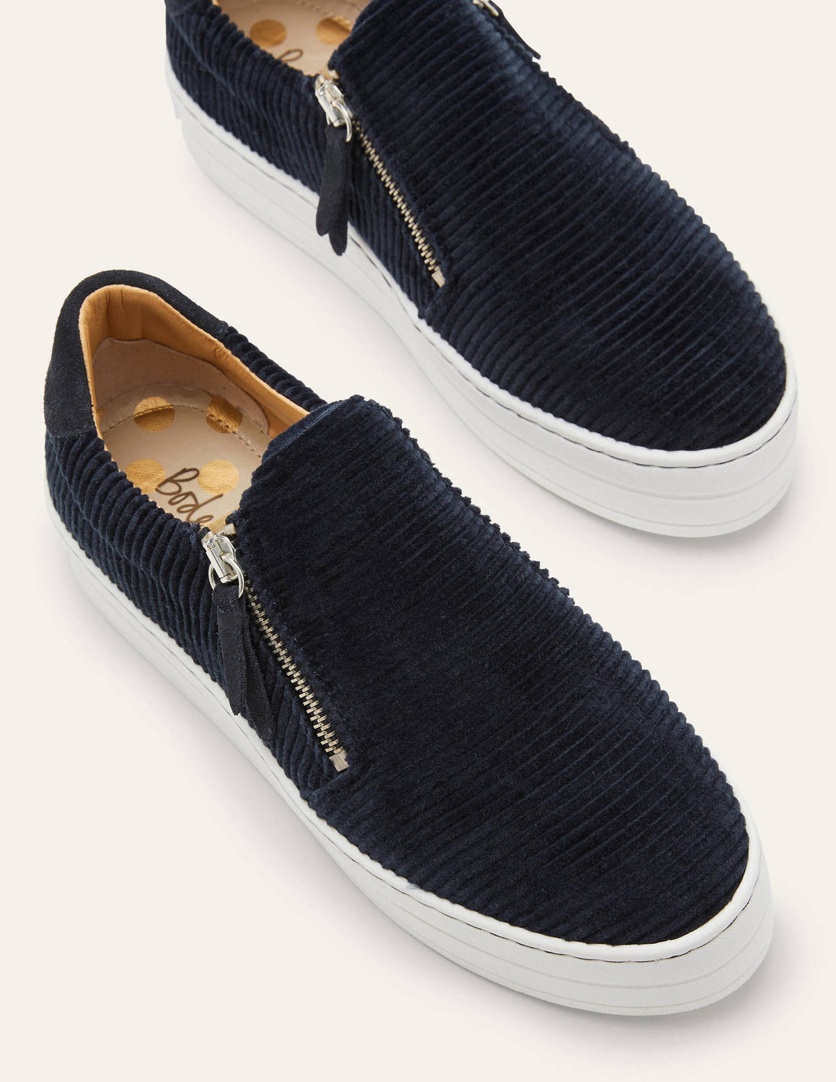 Zip Flatform Sneakers-Navy Cord - Image 1