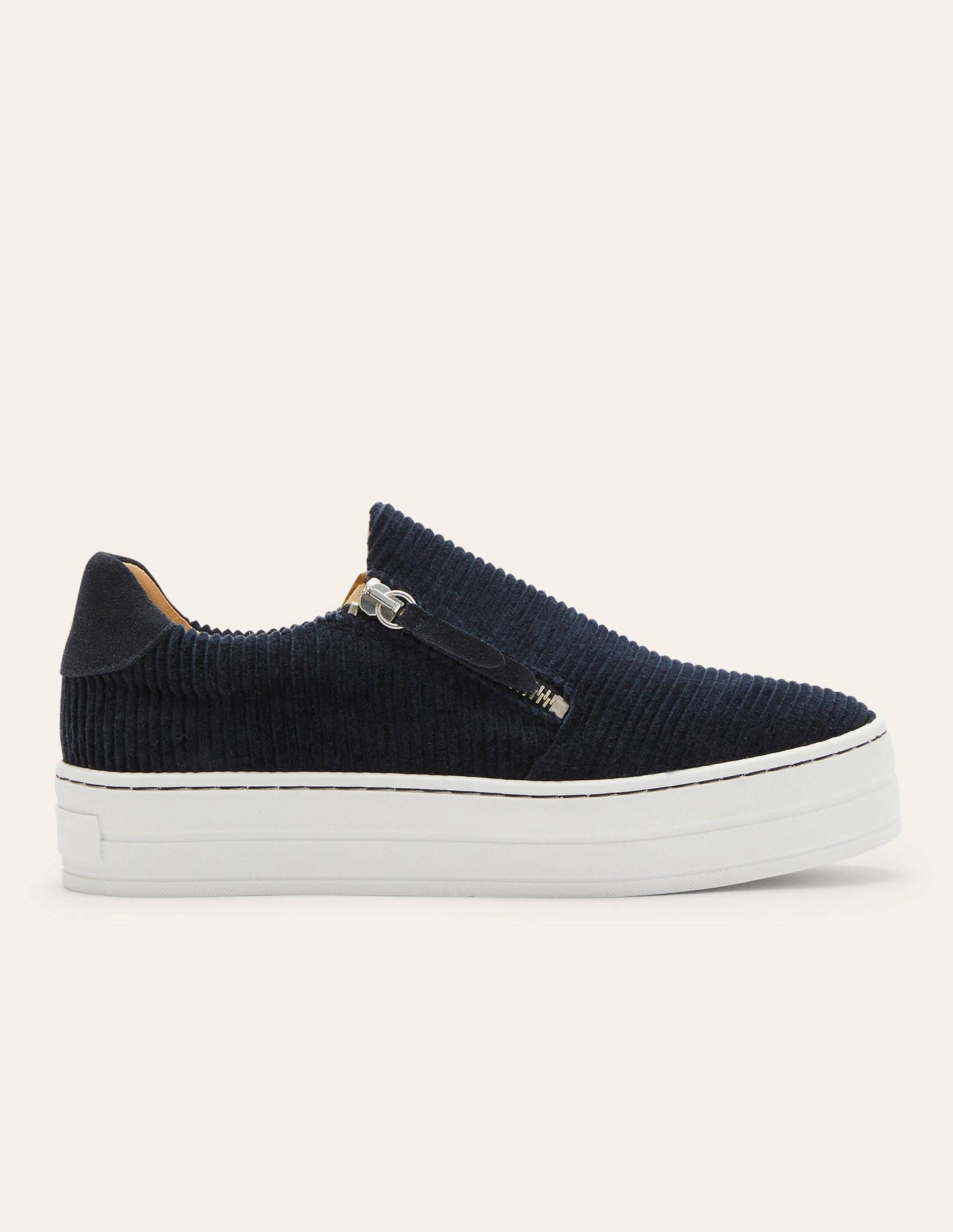 Zip Flatform Sneakers-Navy Cord
