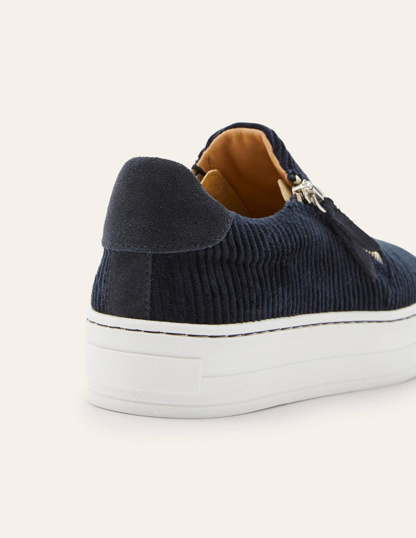 Zip Flatform Sneakers-Navy Cord