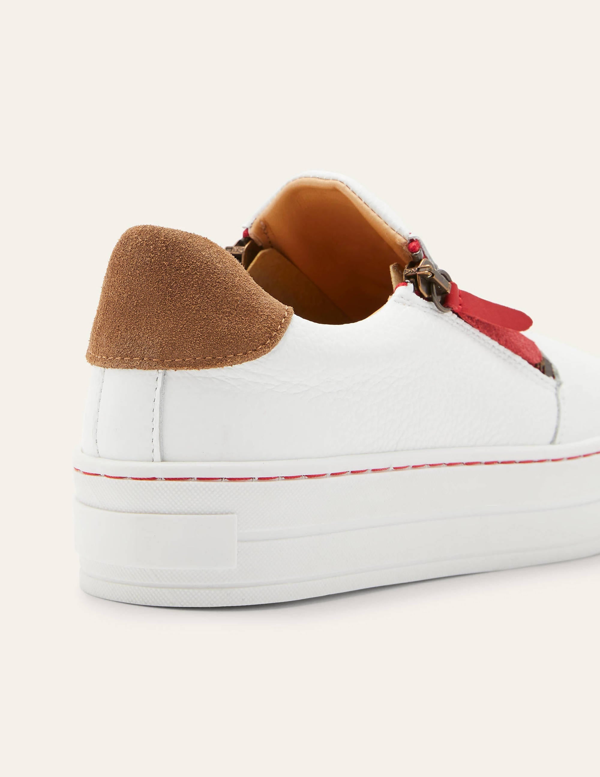 Zip Flatform Sneakers-White Leather - Image 3