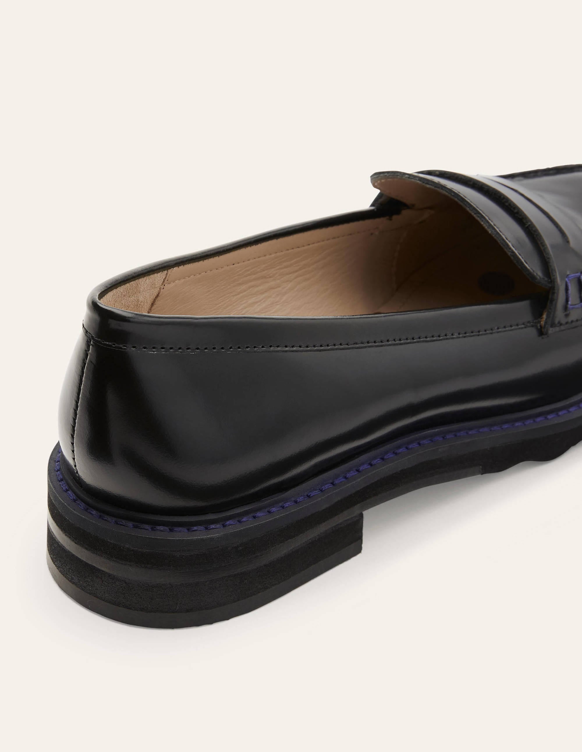 Chunky Penny Loafers-Black/Navy - Image 2
