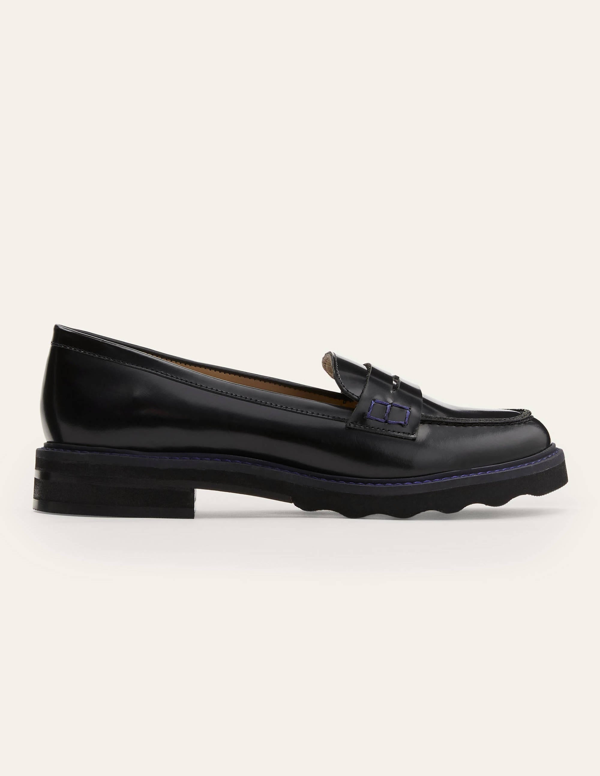 Chunky Penny Loafers-Black/Navy - Image 3