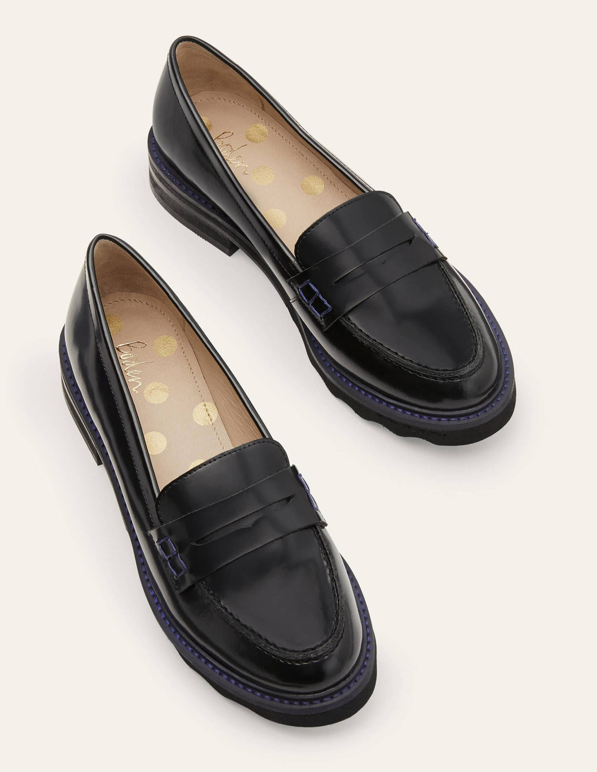 Chunky Penny Loafers-Black/Navy-6