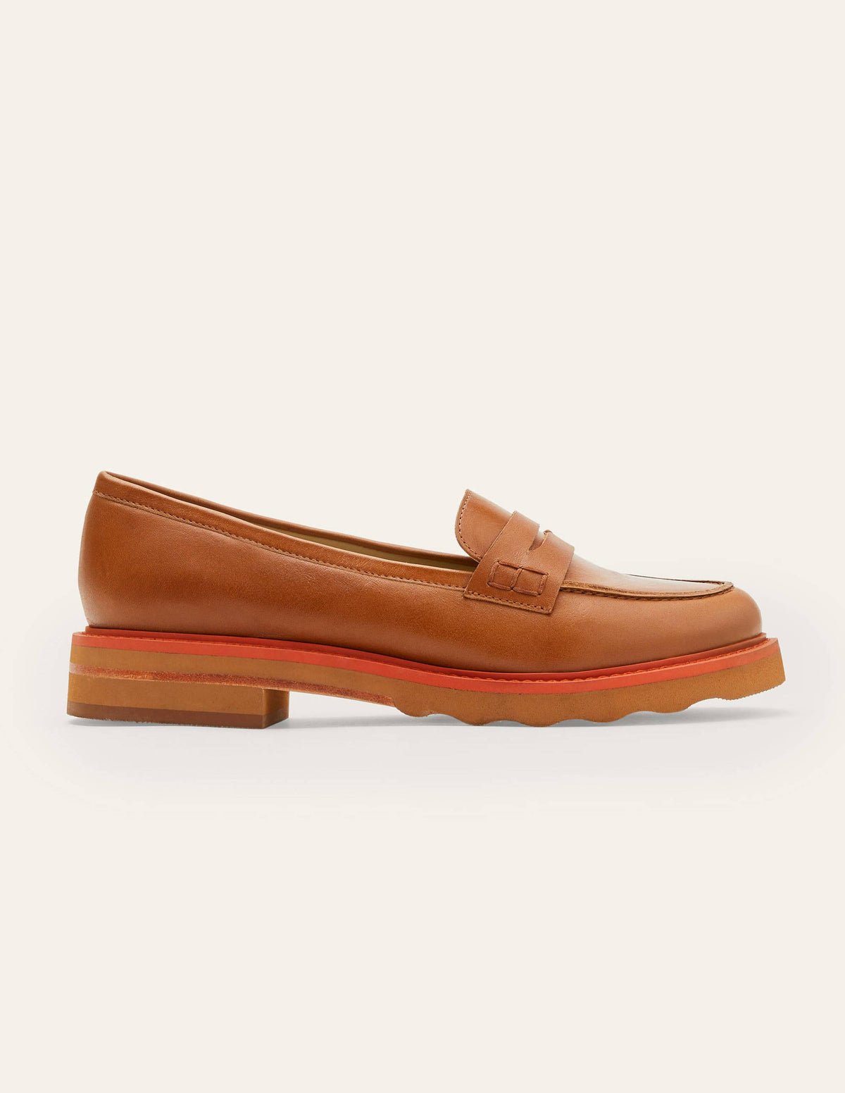 Chunky Penny Loafers-Tan/Cherry Red-2