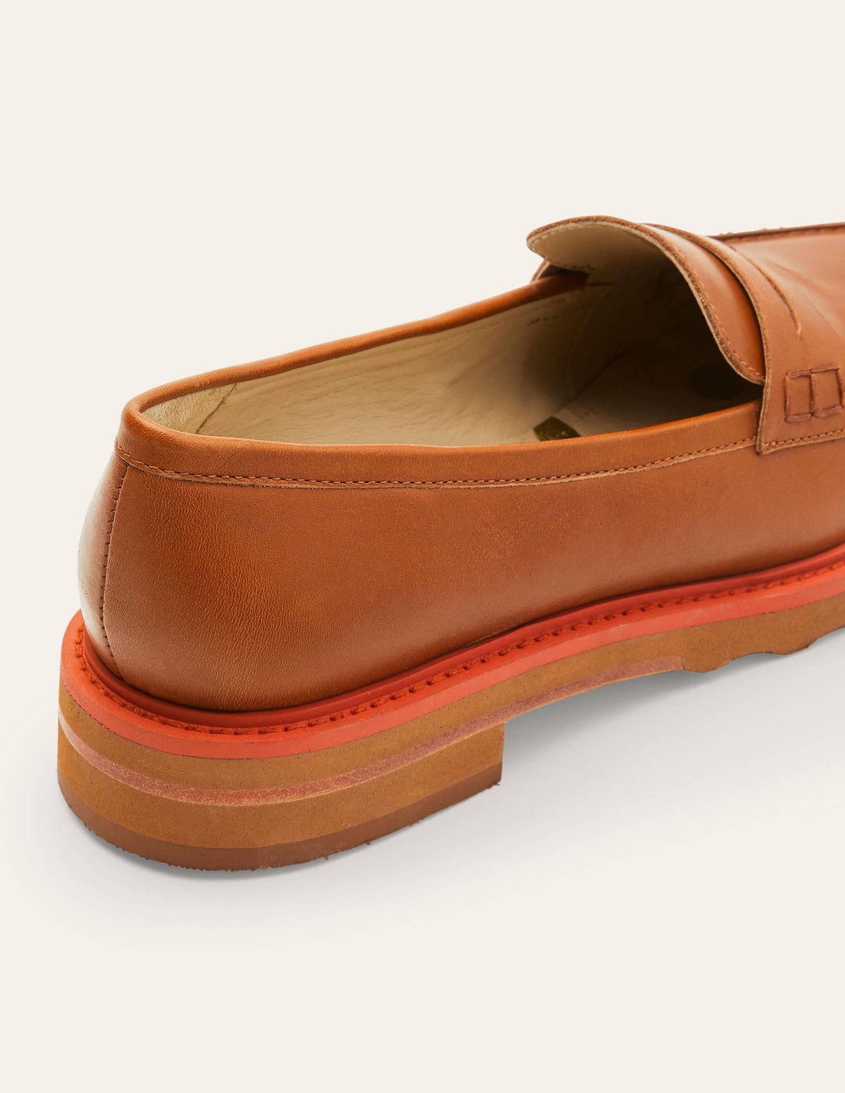 Chunky Penny Loafers-Tan/Cherry Red-3
