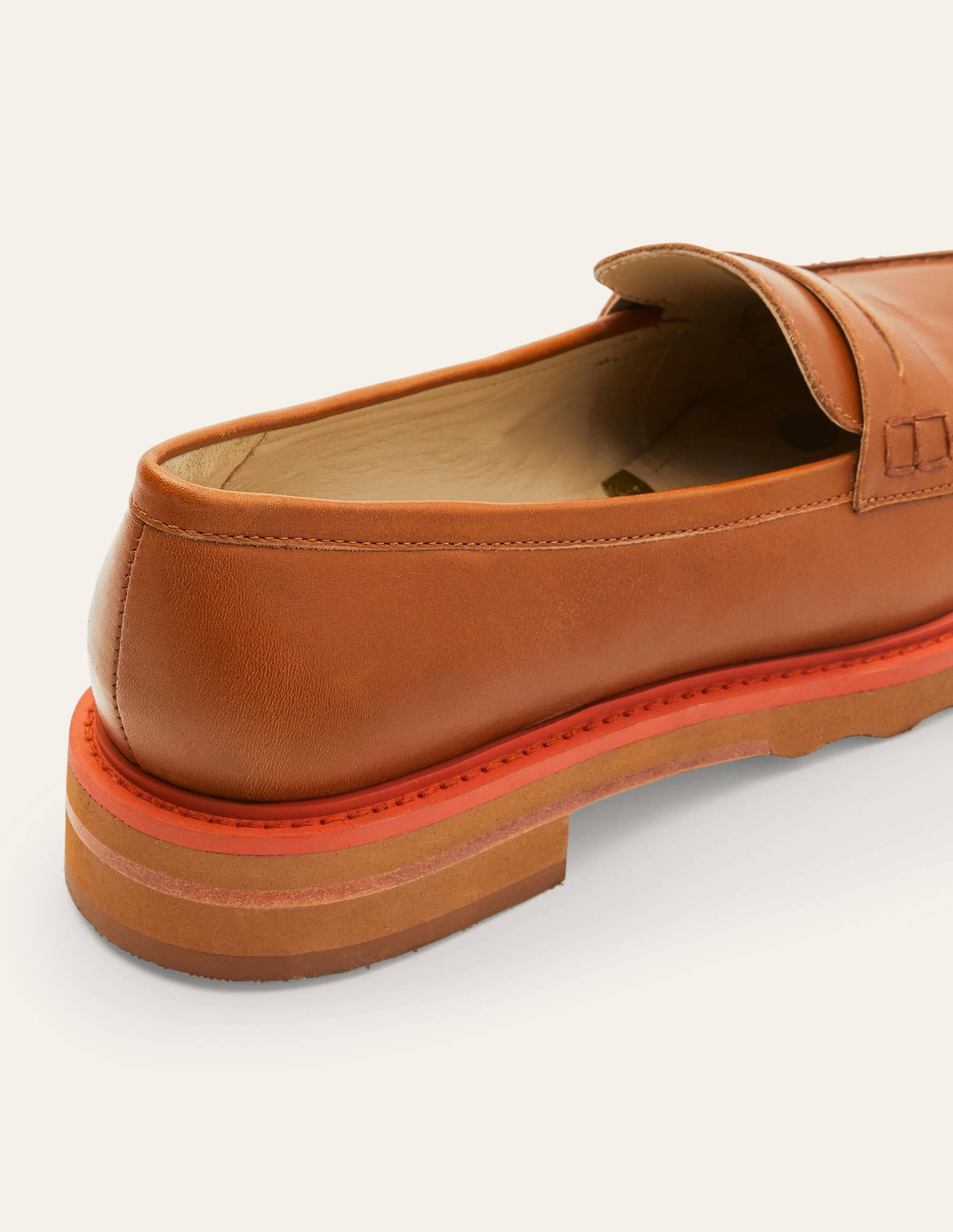 Chunky Penny Loafers-Tan/Cherry Red - Image 3