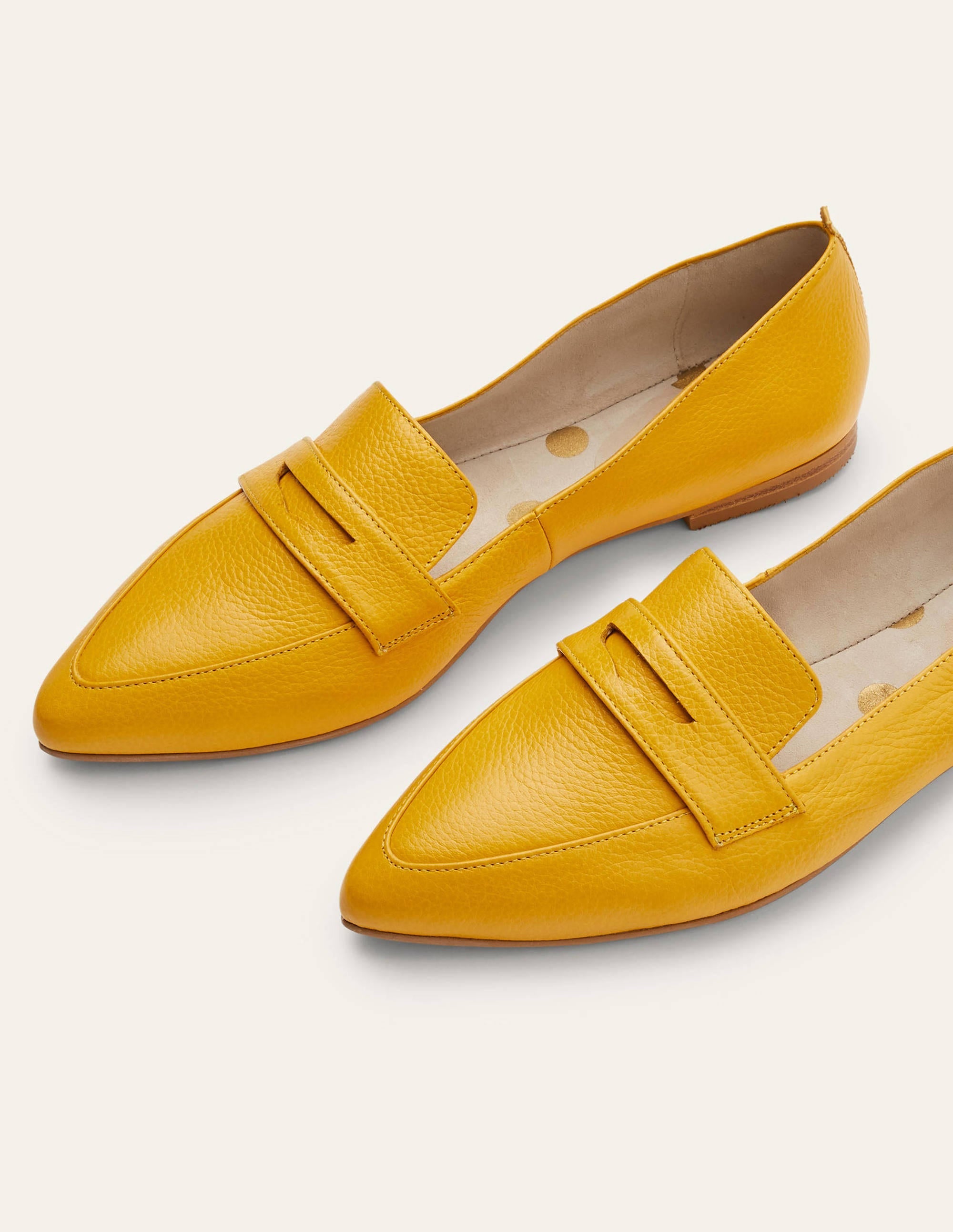 Flexi Sole Penny Loafers-Honey Gold - Image 1