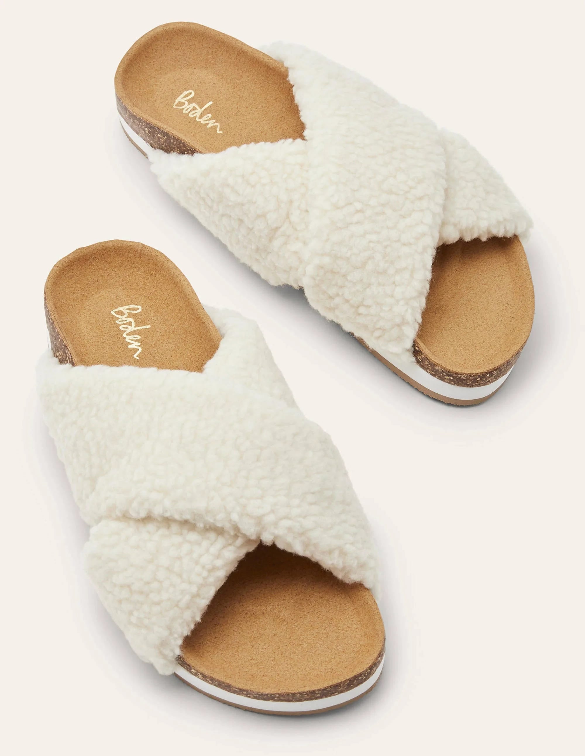 Cross Strap Sliders-Natural - Image 1