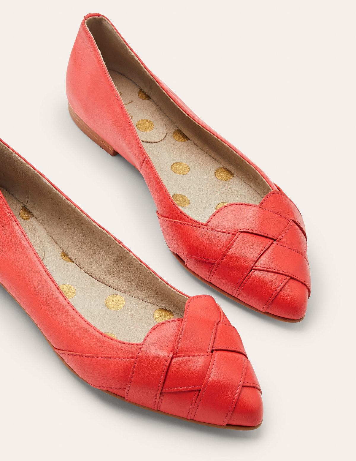 Woven Toe Ballerinas-Cherry Red - Image 2