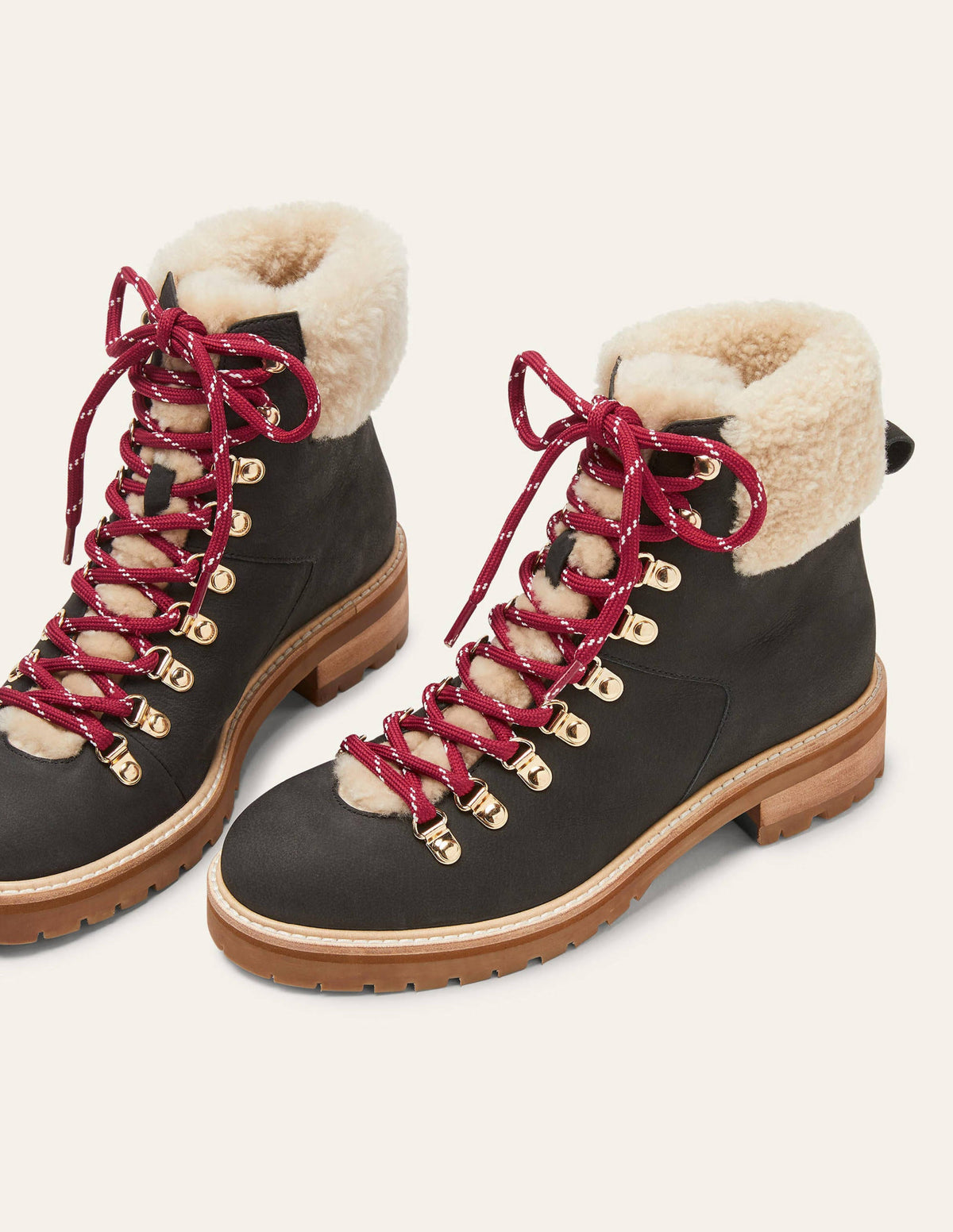 Lace-up Hiking Boots-Black-1