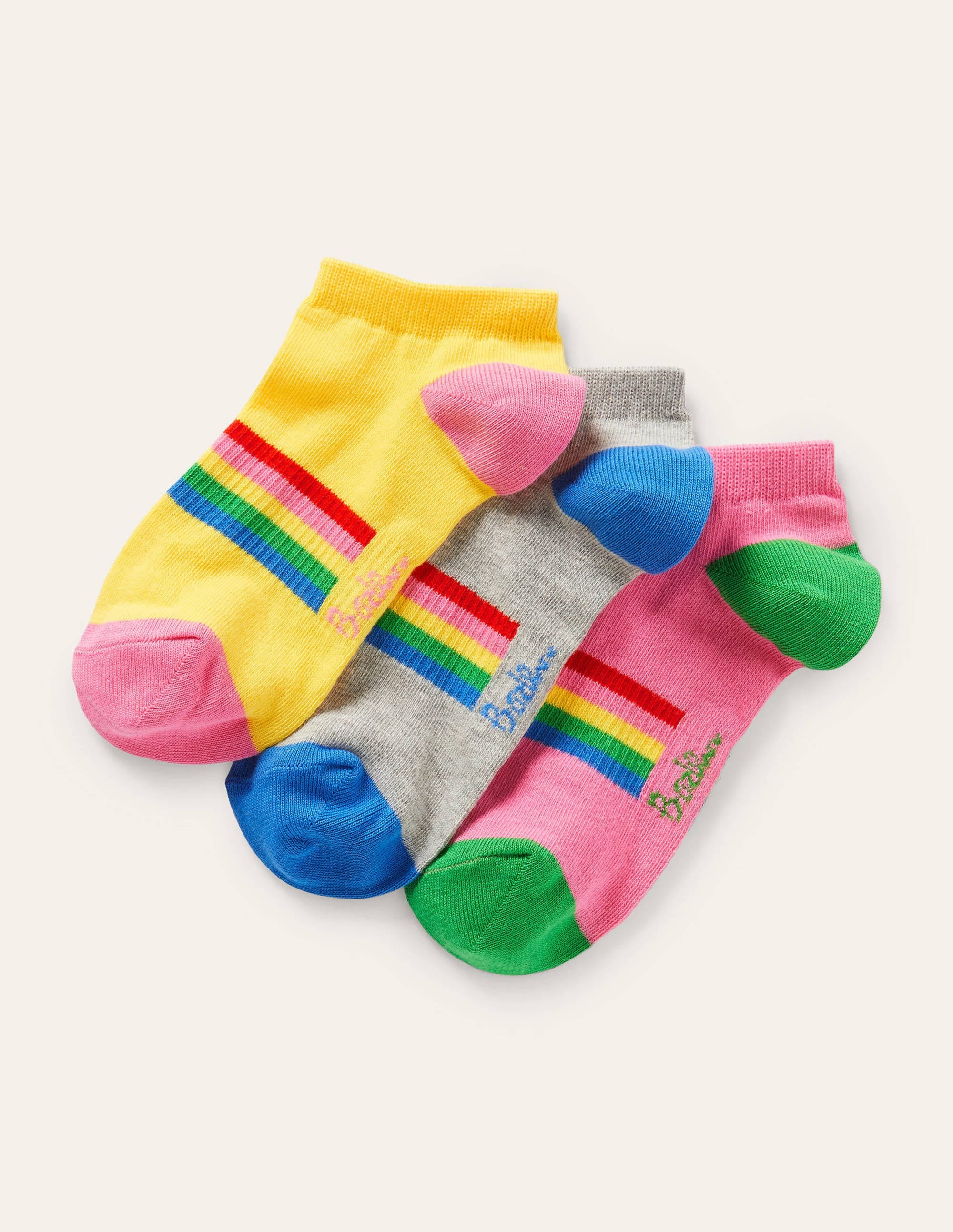 Three Pack Ankle Socks-Stripe - Image 1