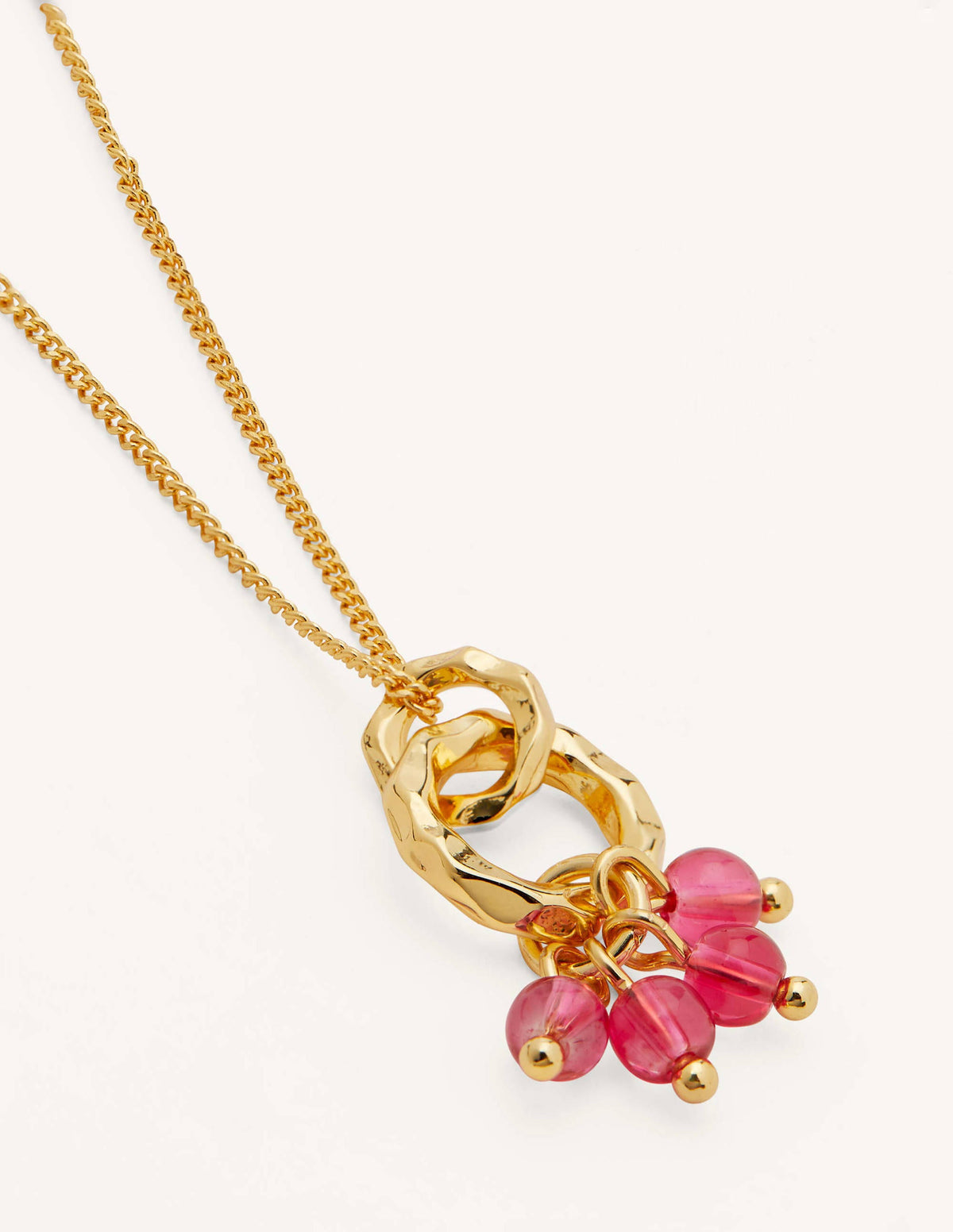 Hammered Beaded Pendant-Pink-2