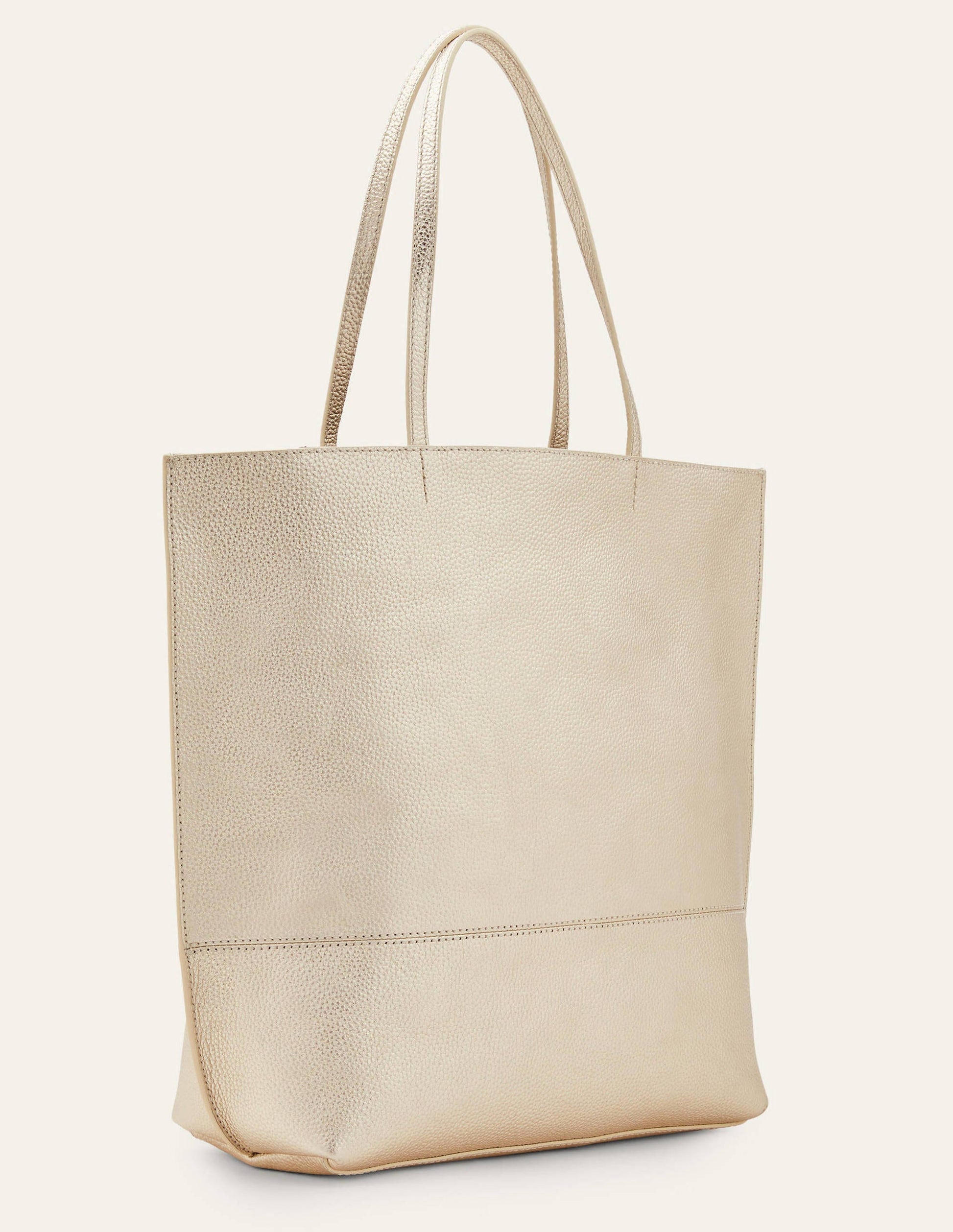 Leather Tote Bag-Pale Gold-3