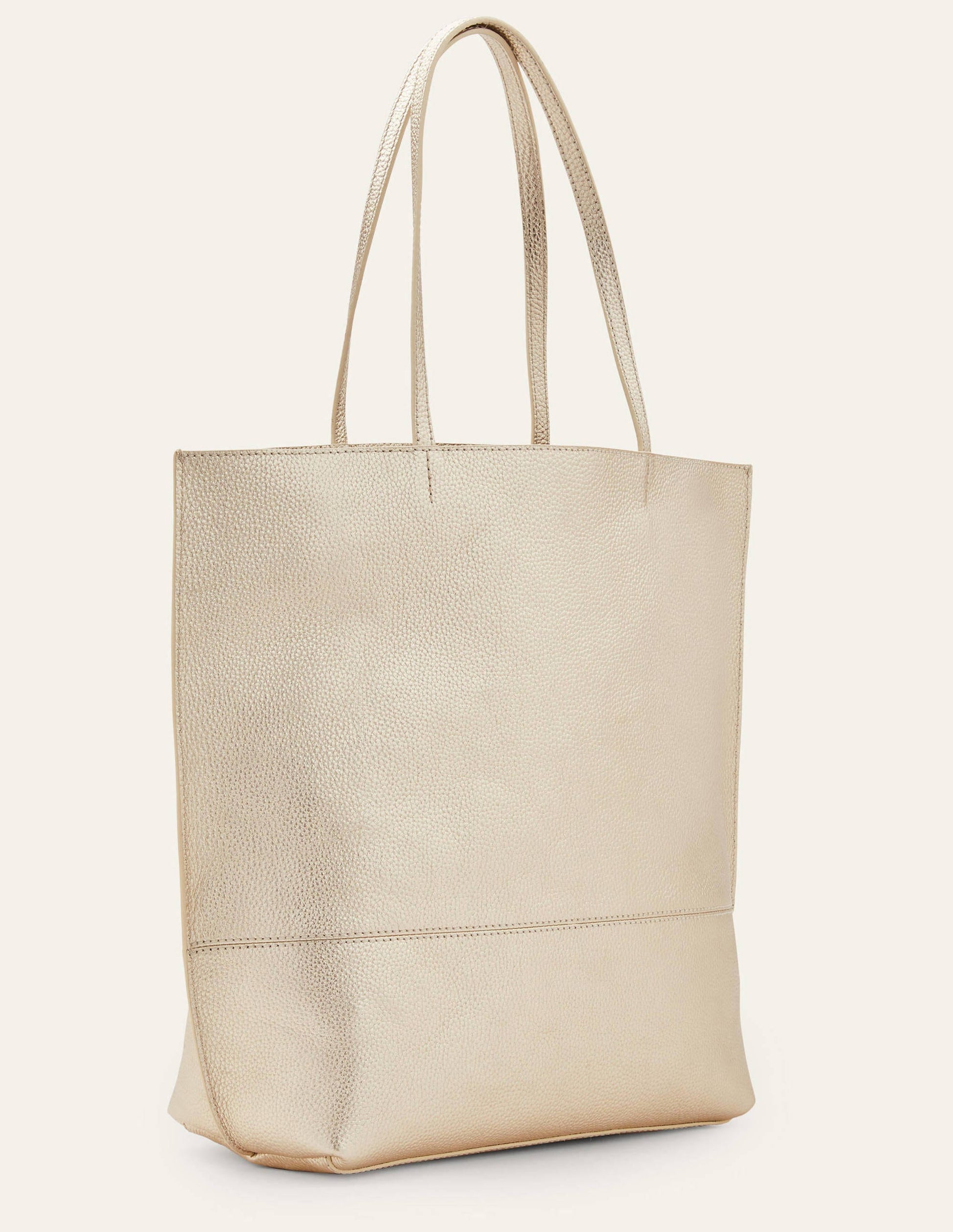 Leather Tote Bag-Pale Gold-4