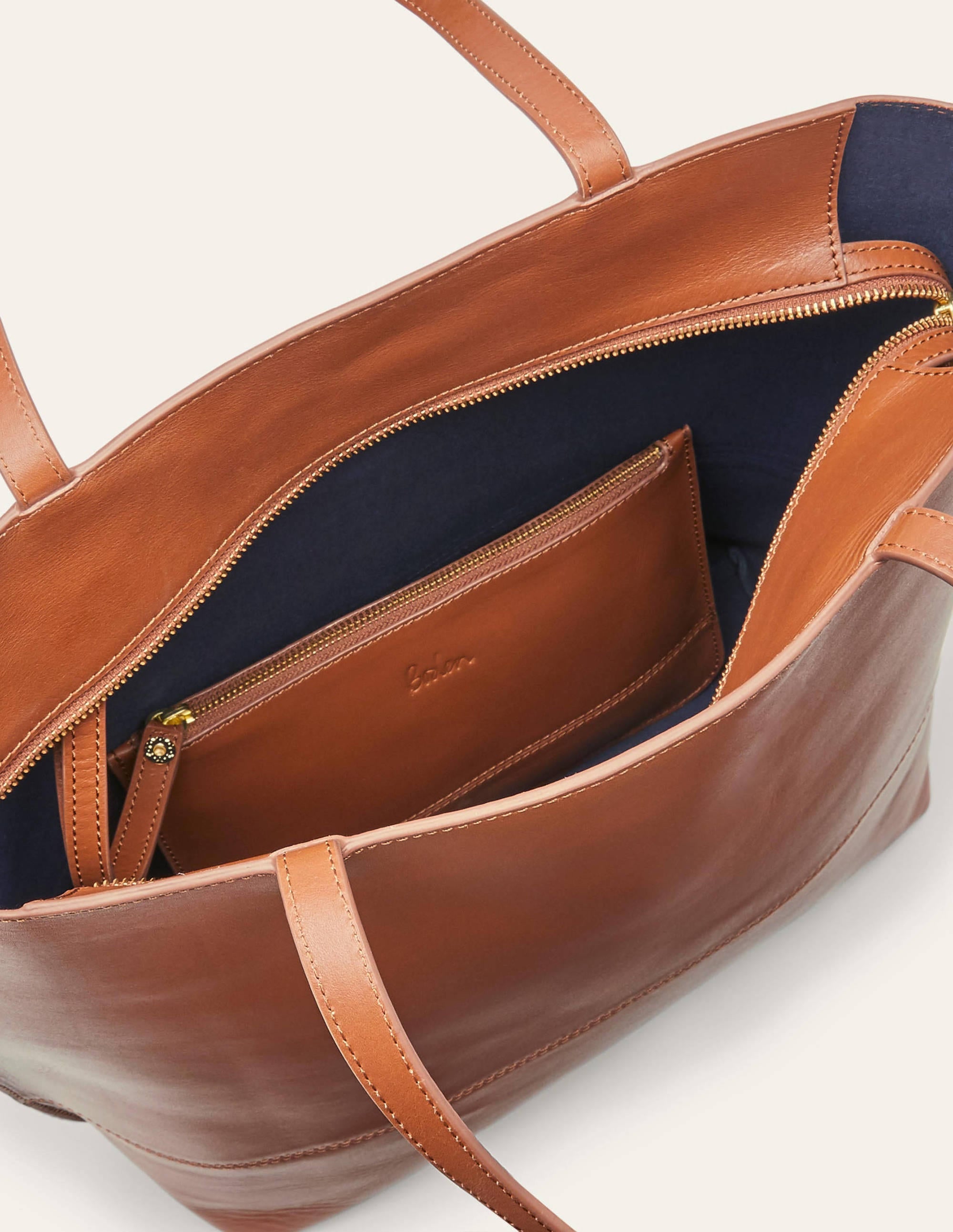 Leather Tote Bag-Tan - Image 2