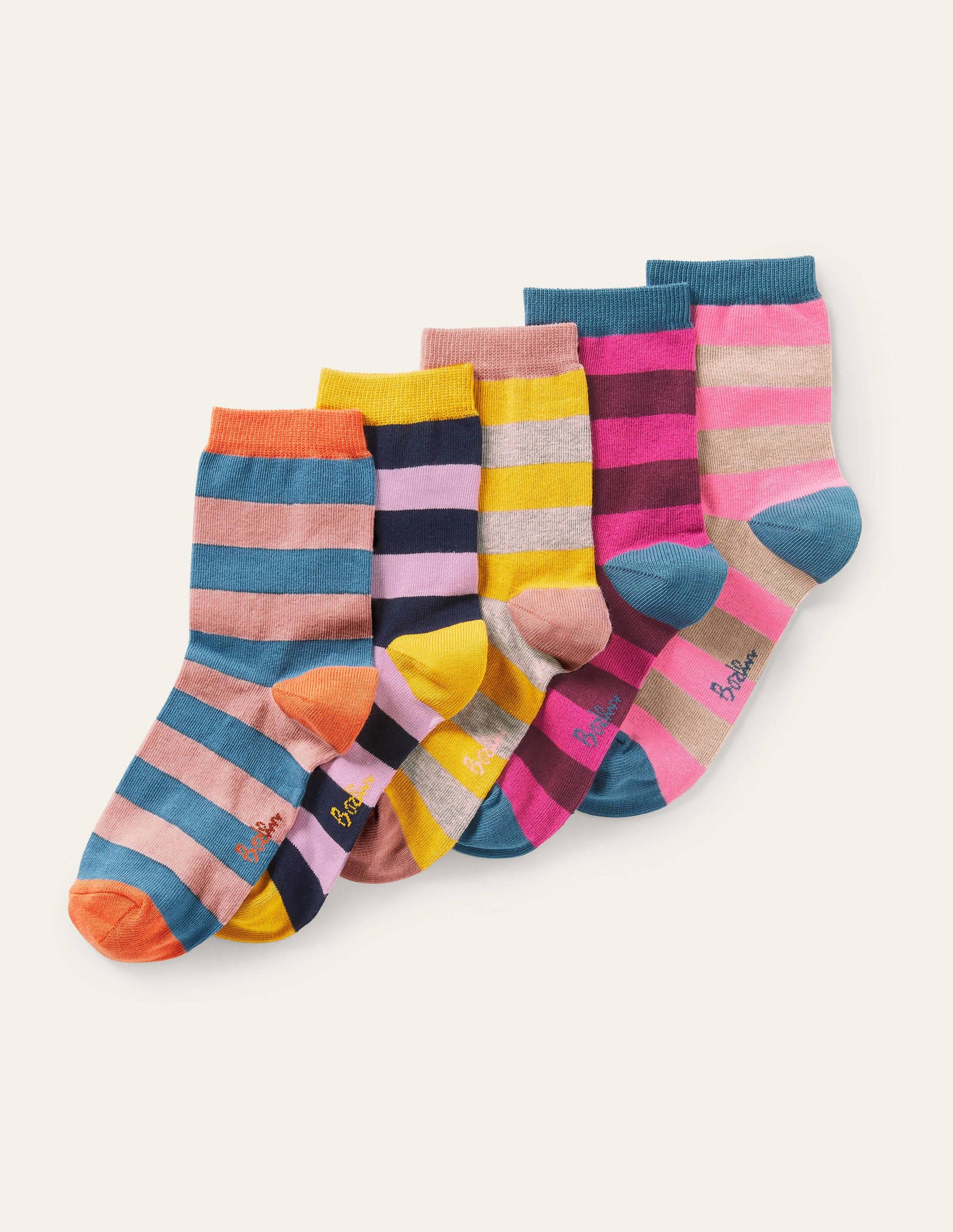 5 Pack Ankle Socks-Stripe-1