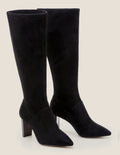 Pointed Toe Stretch Boots-Black