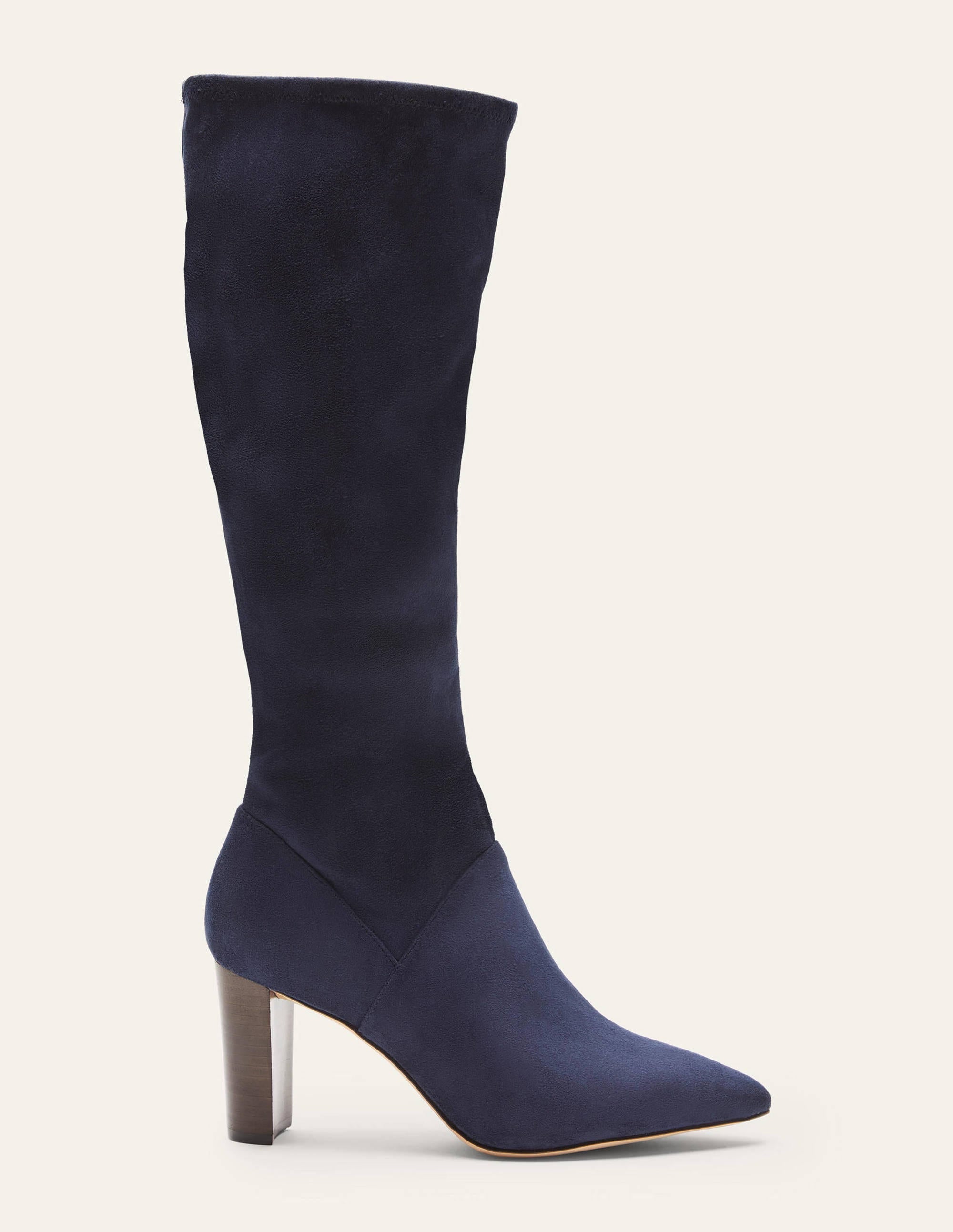 Pointed Toe Stretch Boots-Navy - Image 2