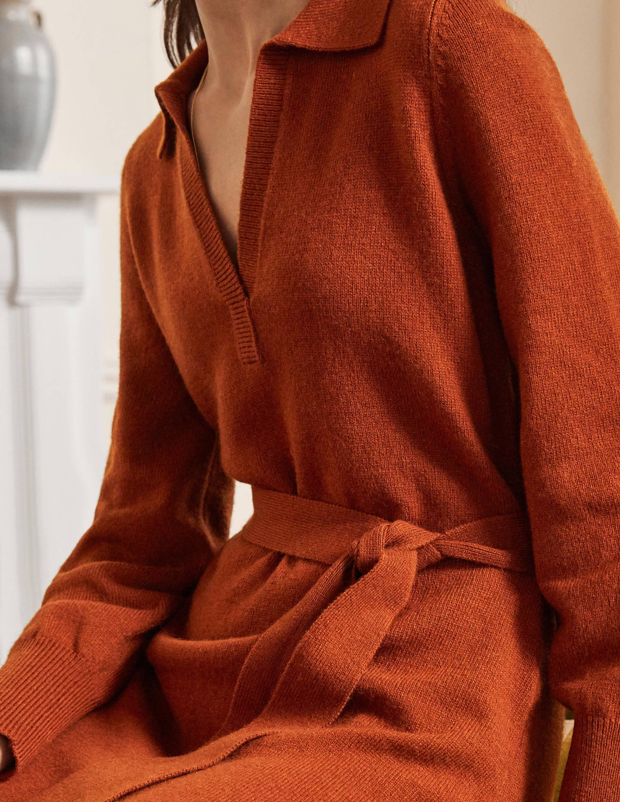 Harriet Knitted Midi Dress-Rust - Image 2
