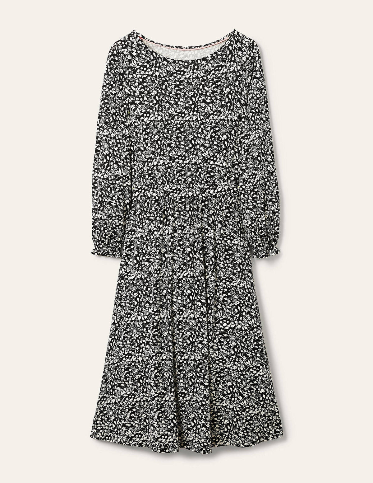 Evelyn Jersey Midi Dress-Black, Floral Cascade-5