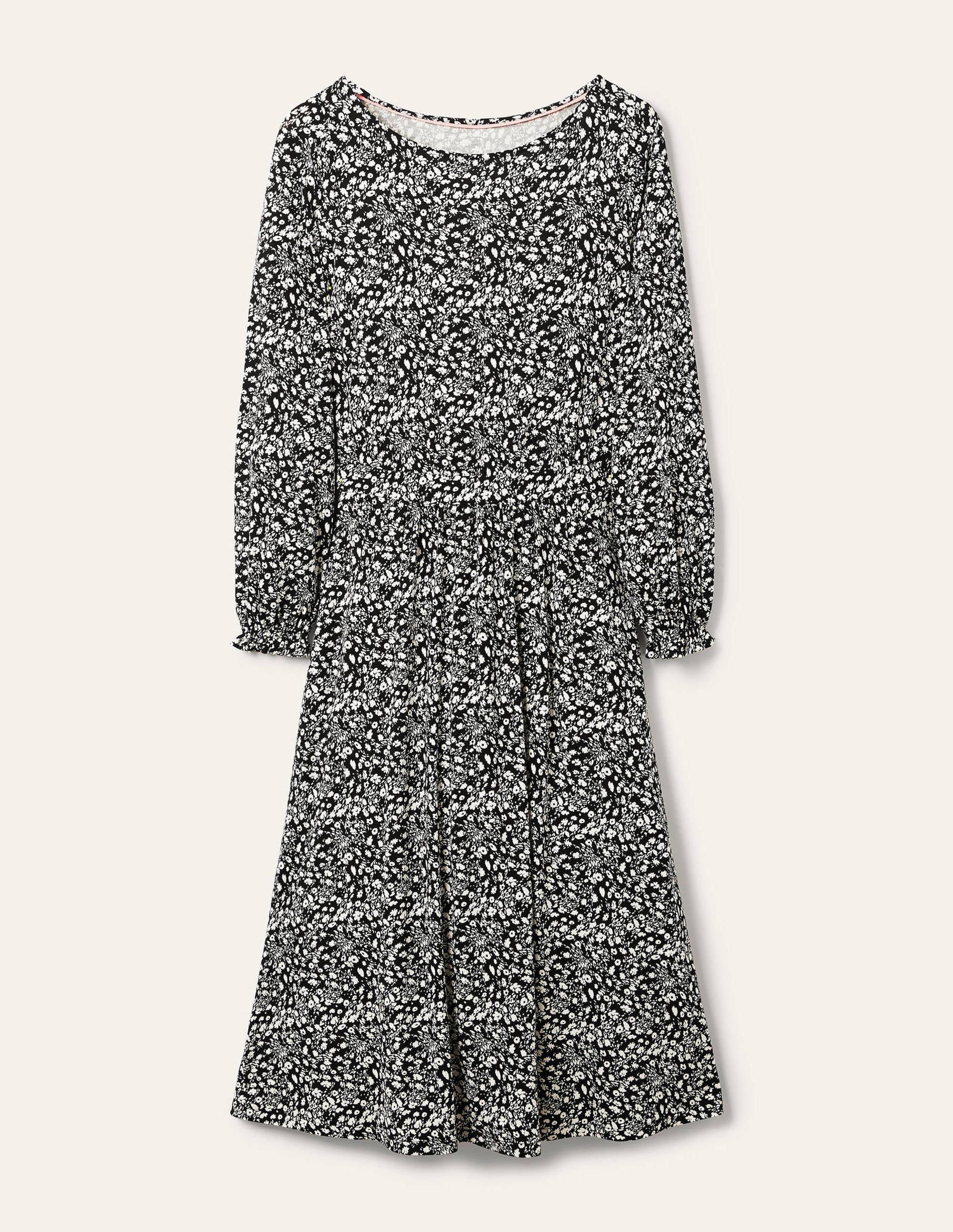 Evelyn Jersey Midi Dress-Black, Floral Cascade - Image 5