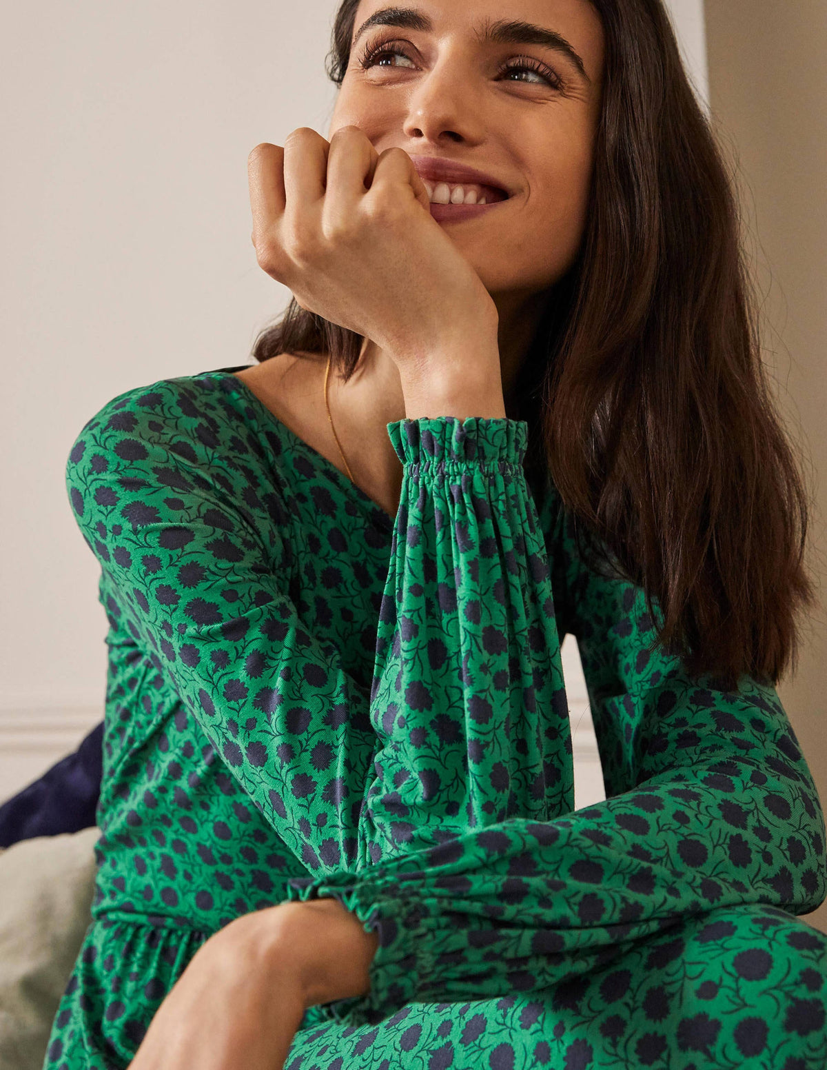 Evelyn Jersey Midi Dress-Sapling, Leafy Bud - Image 2