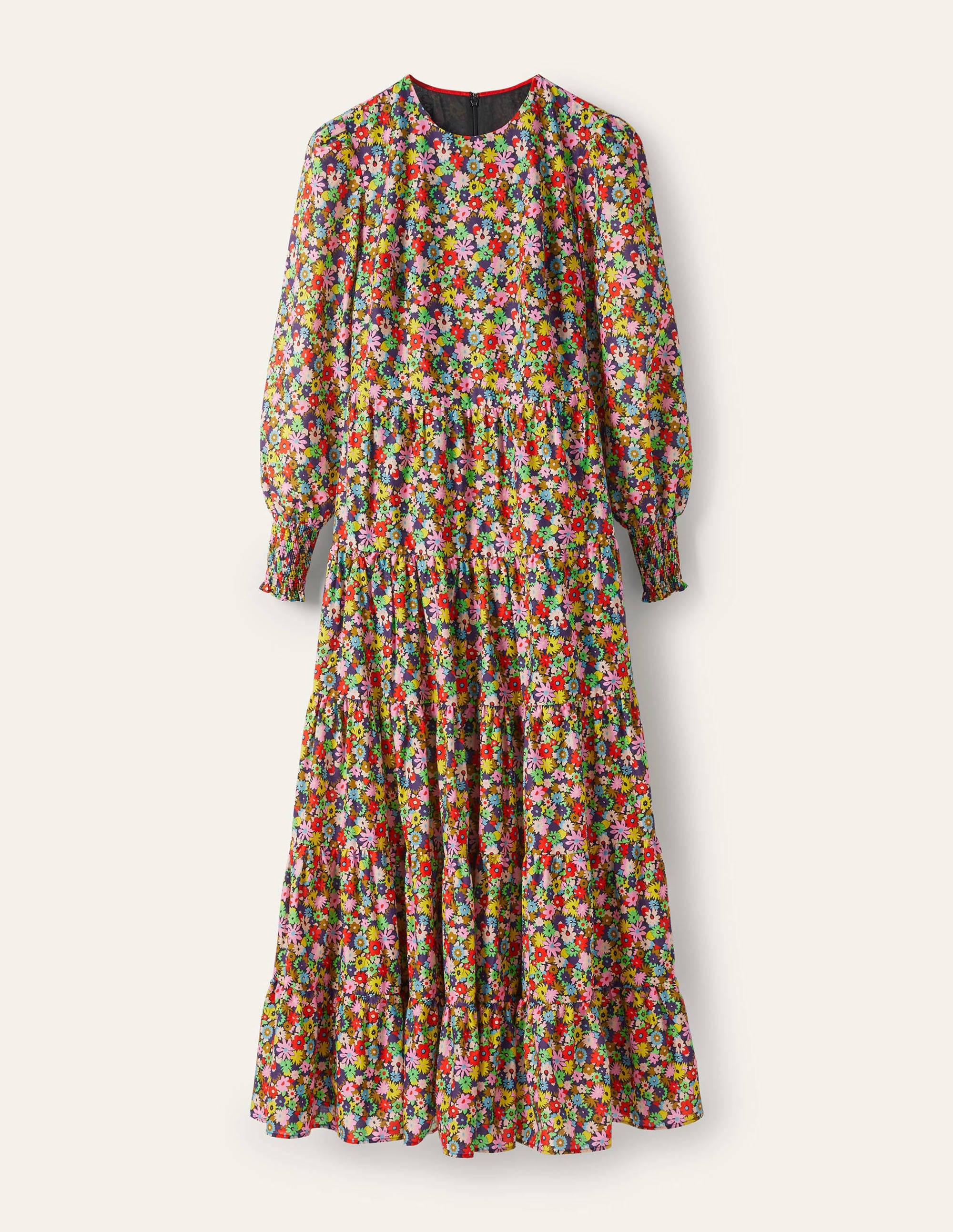 Tiered Maxi Dress-Cherry Red, Paintbox Ditsy - Image 6