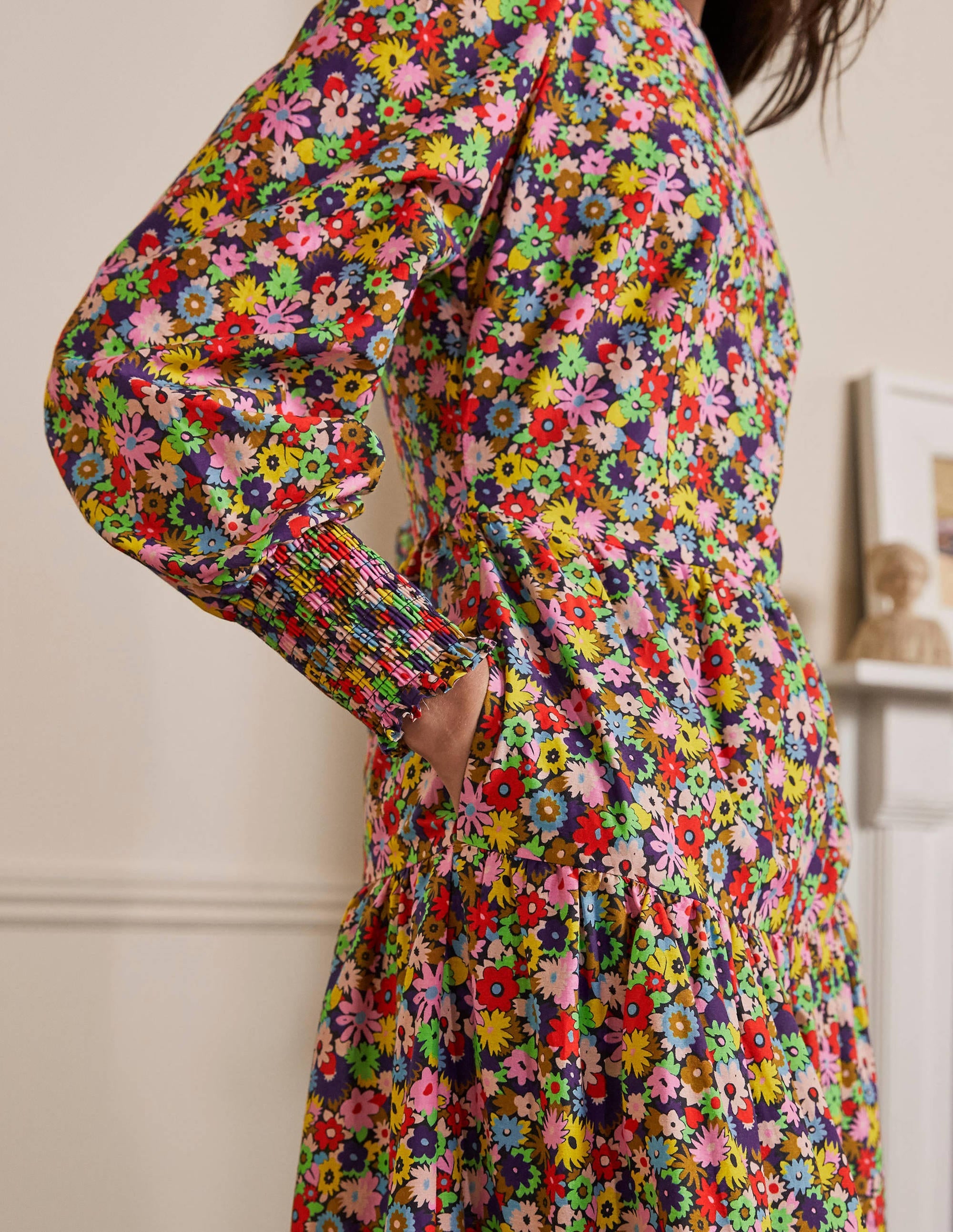 Tiered Maxi Dress-Cherry Red, Paintbox Ditsy - Image 2