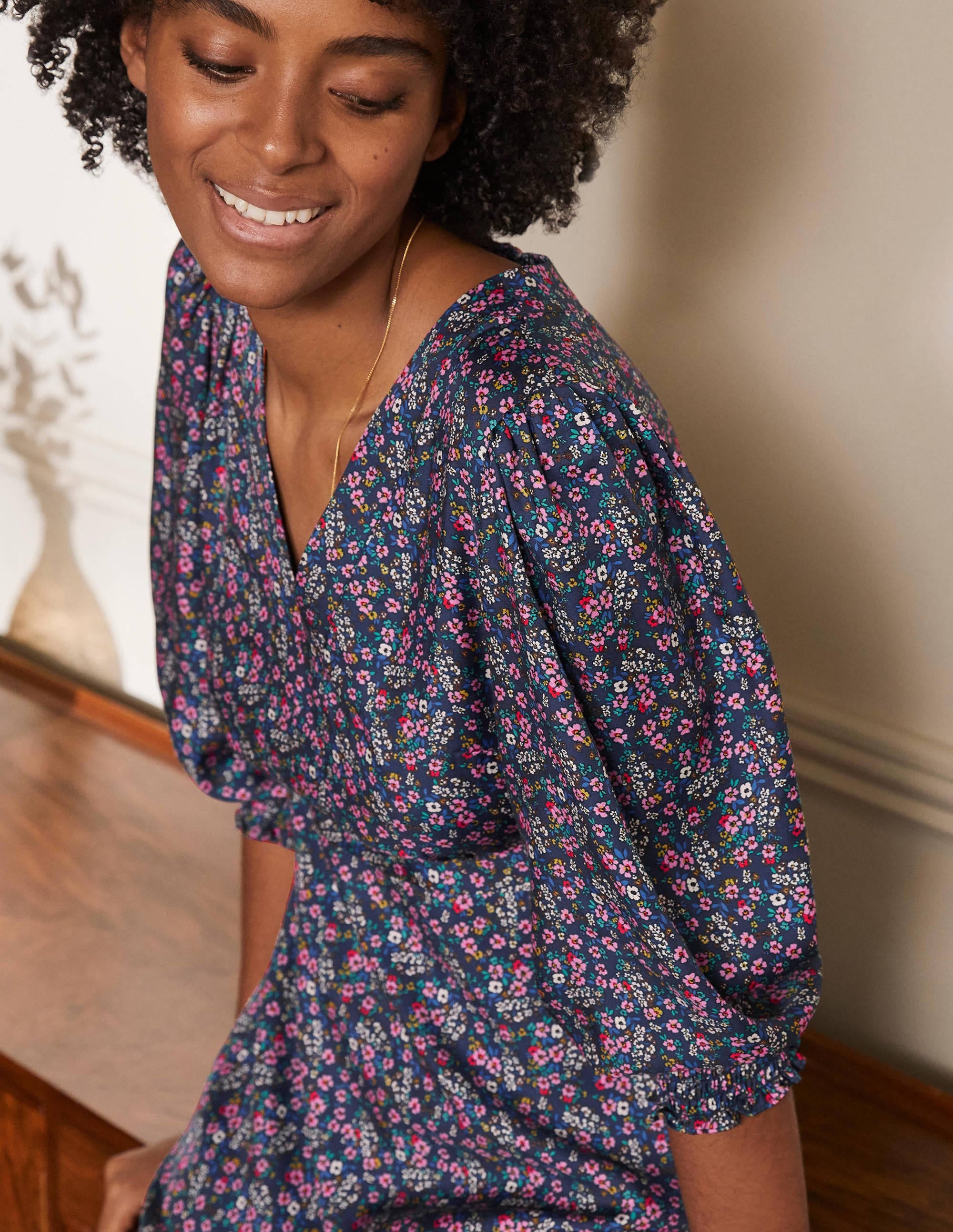 Iris Midi Dress-Galaxy Blue, Pretty Floral - Image 2