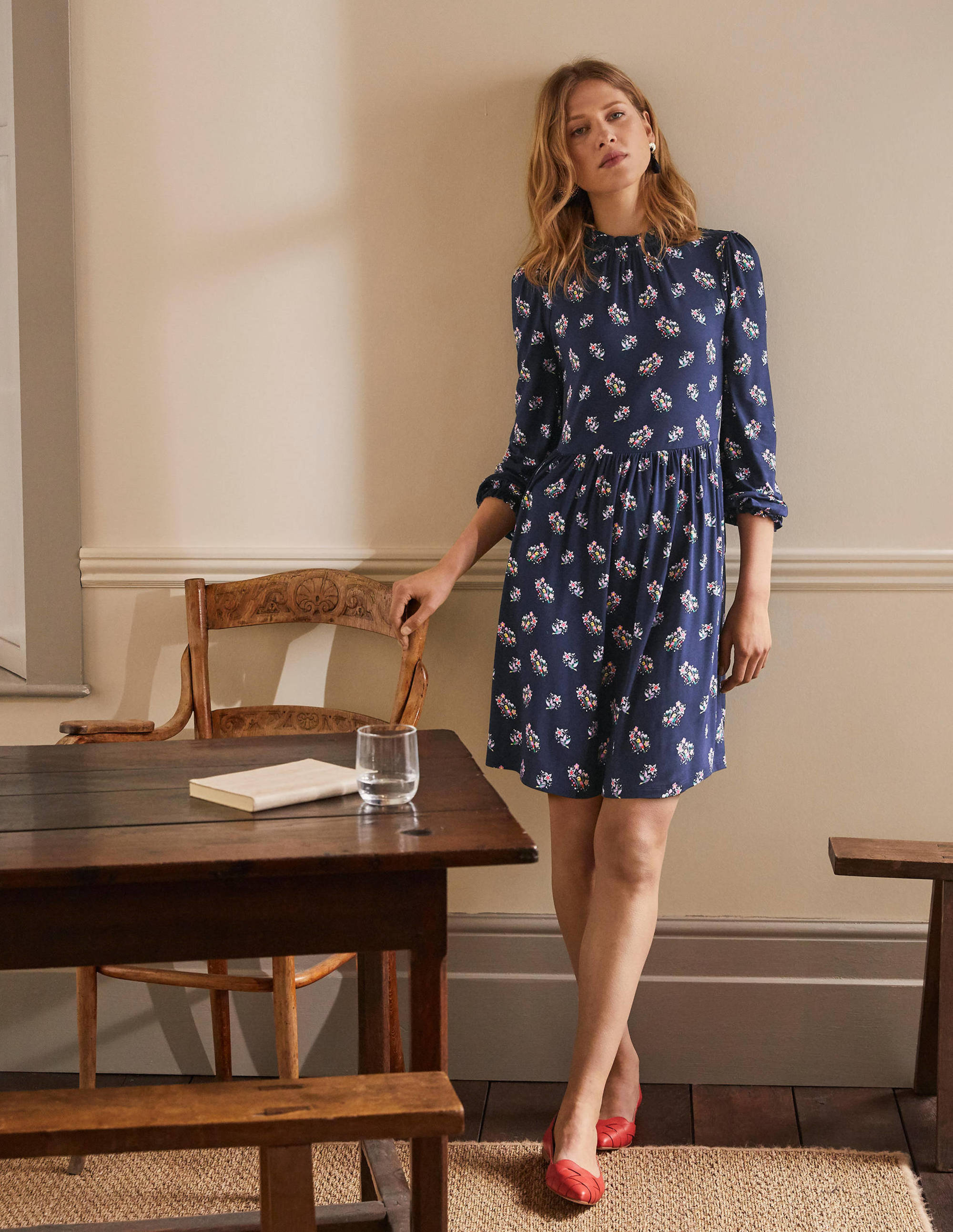 Clara Jersey Dress-Navy, Pretty Bird - Image 1