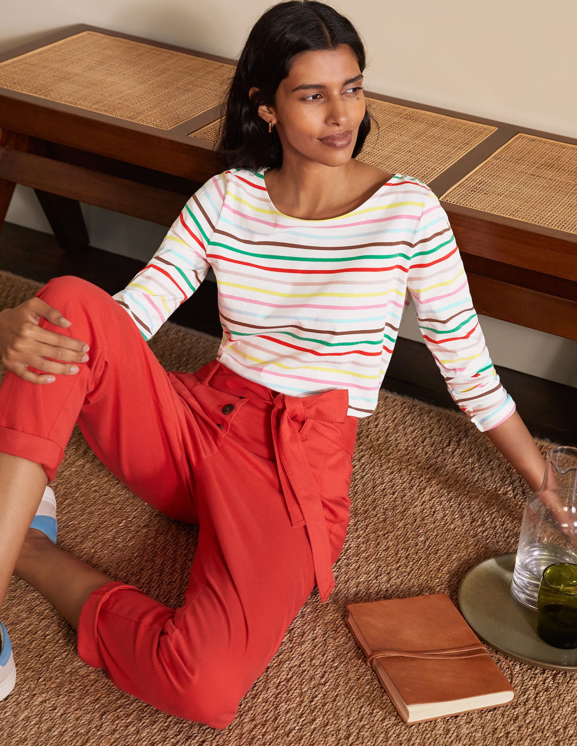 Long Sleeve Breton Top-Cherry Blossom, Lemon Rainbow - Image 1