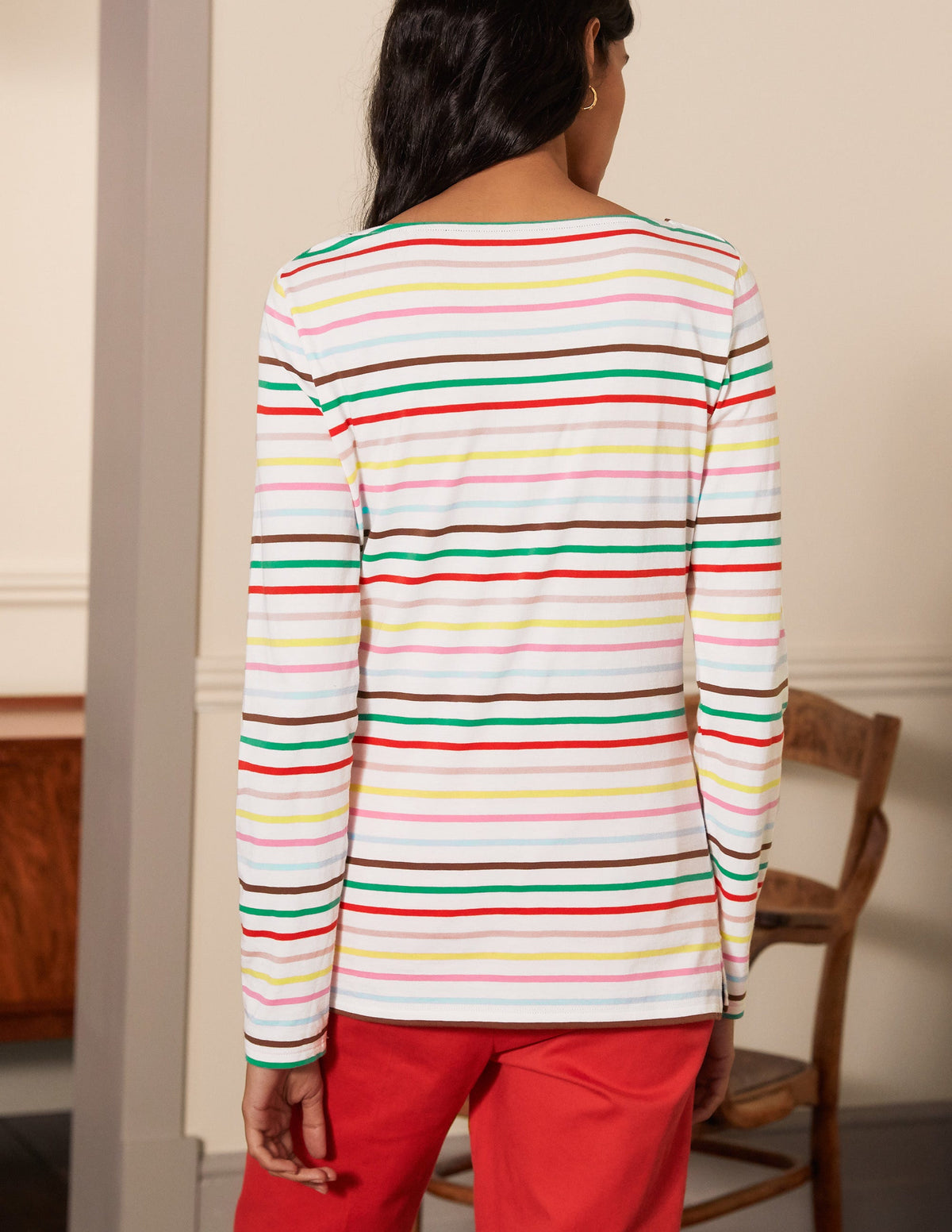 Long Sleeve Breton Top-Cherry Blossom, Lemon Rainbow-3