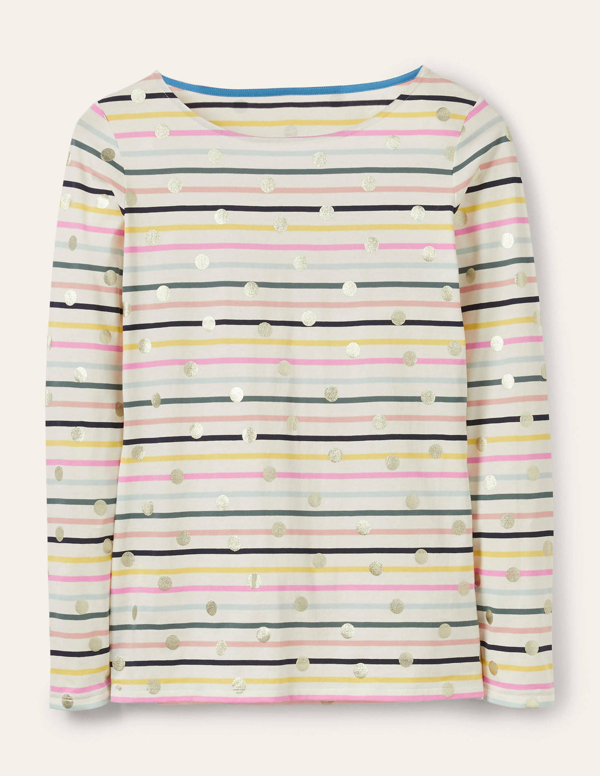 Long Sleeve Breton Top-Pastel Multistripe, Gold Spot-5