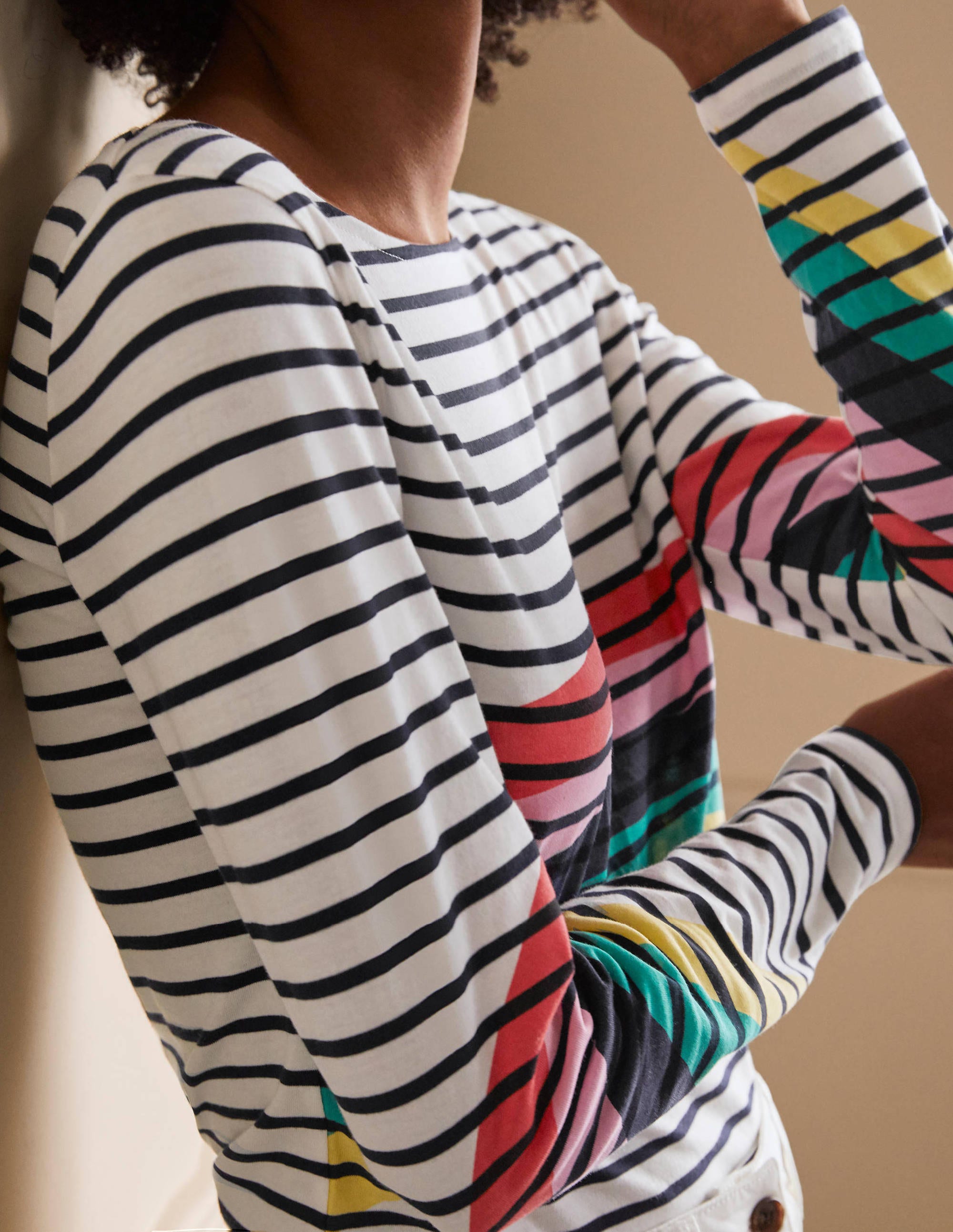 Long Sleeve Breton Top-Rainbow Placement Breton - Image 2