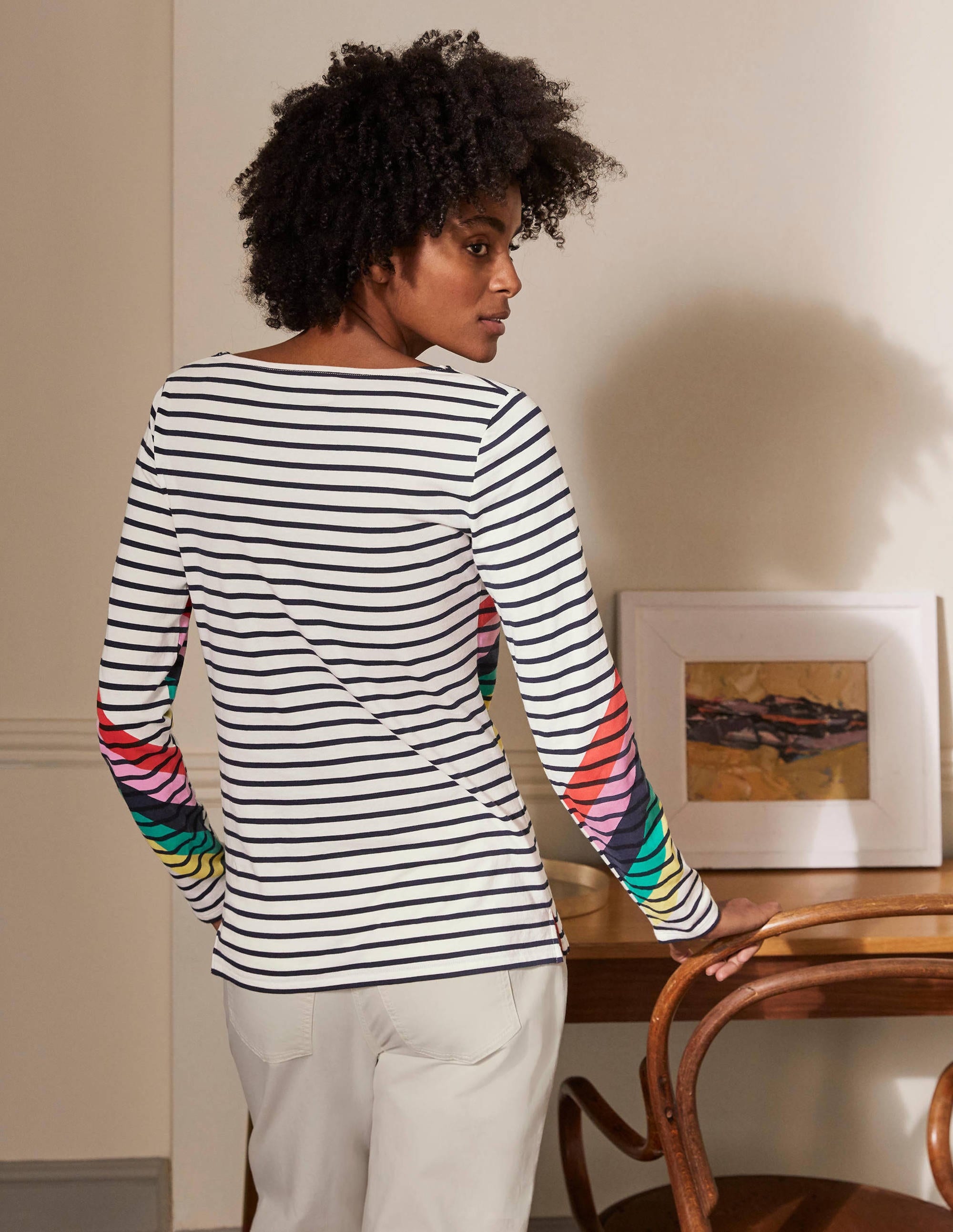 Long Sleeve Breton Top-Rainbow Placement Breton - Image 3