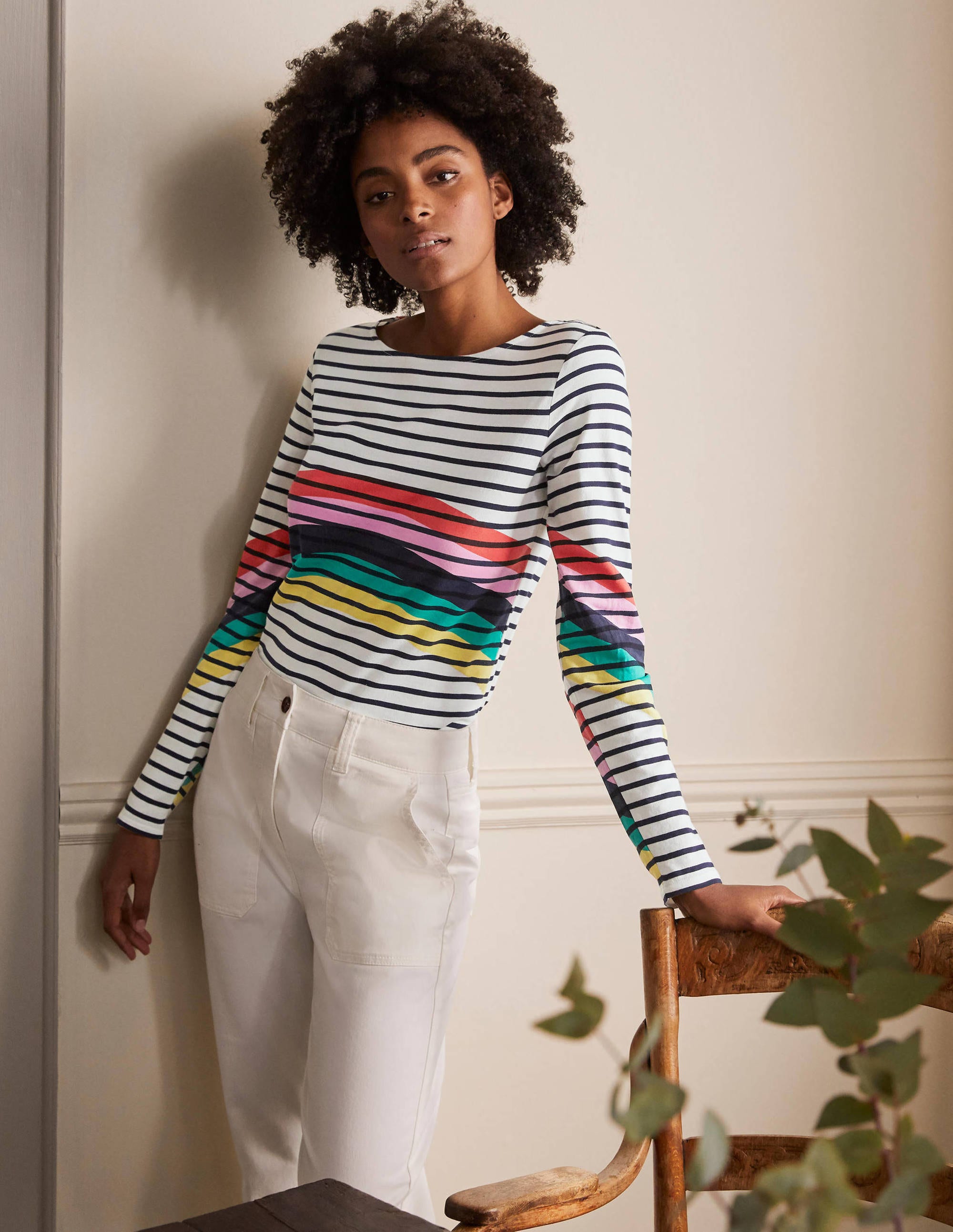 Long Sleeve Breton Top-Rainbow Placement Breton - Image 4