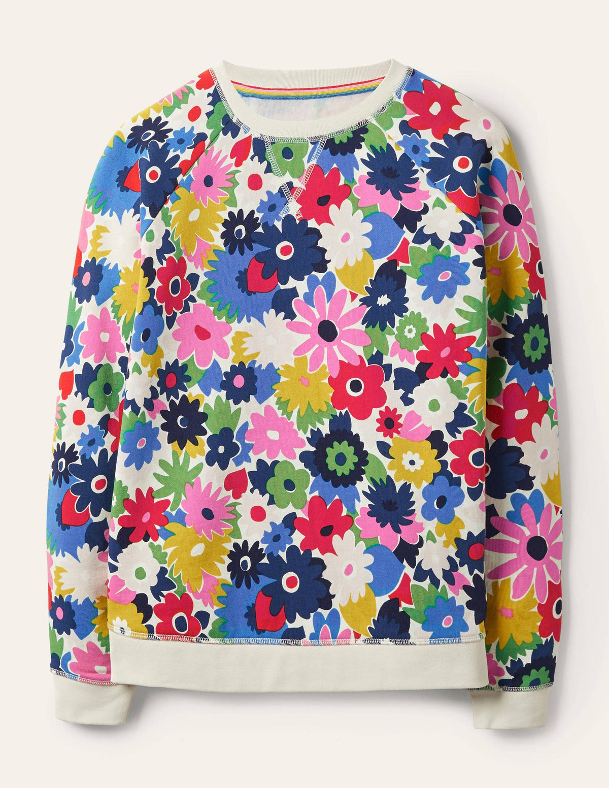 Printed Cotton Sweatshirt-Ivory, Paintbox Ditsy-5